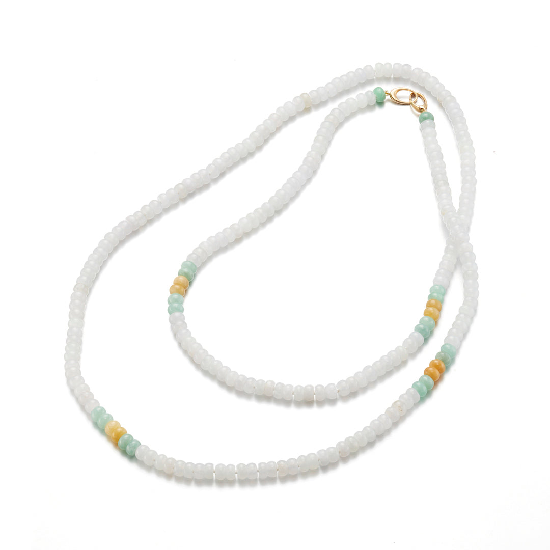 Elegant Multi-Color Jade Rondelle Beaded Long Necklace for Women - Perfect for Boho Fashion, Formal Occasions & Gift Giving