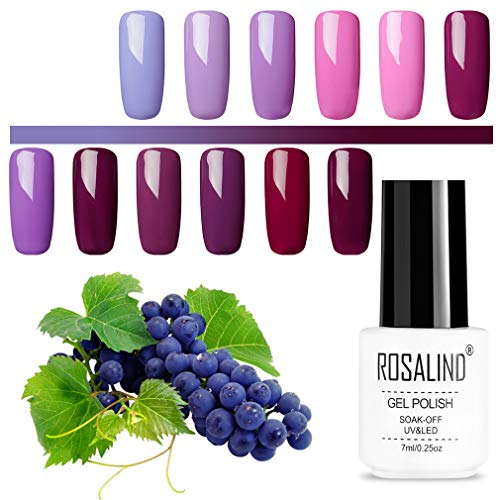 ROSALIND 12pcs Semi-Permanent UV LED Gel Nail Polish Kit - Soak Off Base & Top Coat Included - Pure Color Manicure Set for Salon & Home Use (7ml Each) | Perfect for Nail Art, French Tips & DIY Gel Manicures