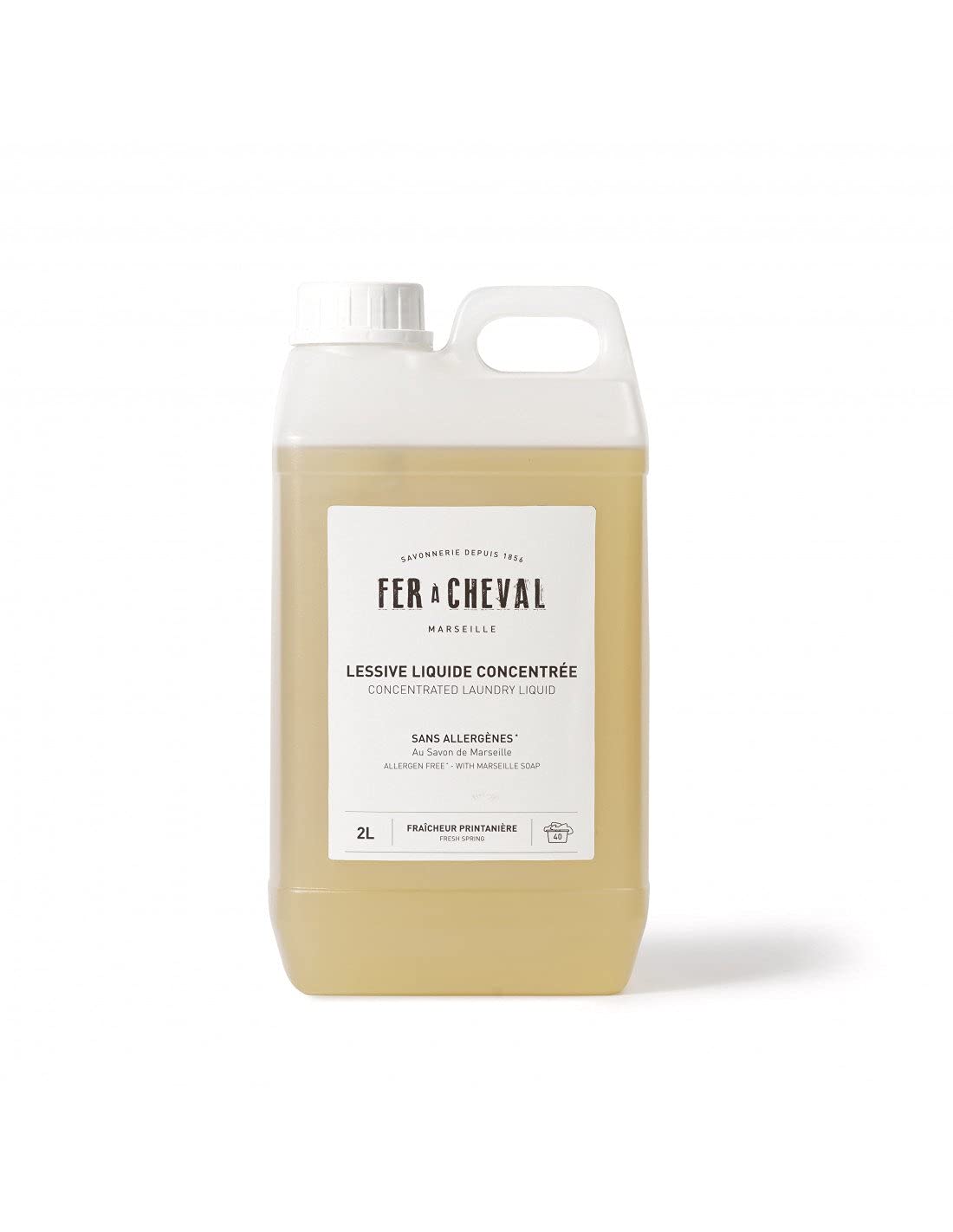 Fer a Cheval Concentrated Laundry Liquid Marseille Soap - 2000 ml | Eco-Friendly Stain Remover for Clothes, Linens & Delicates | Perfect for Travel, Camping & Everyday Laundry