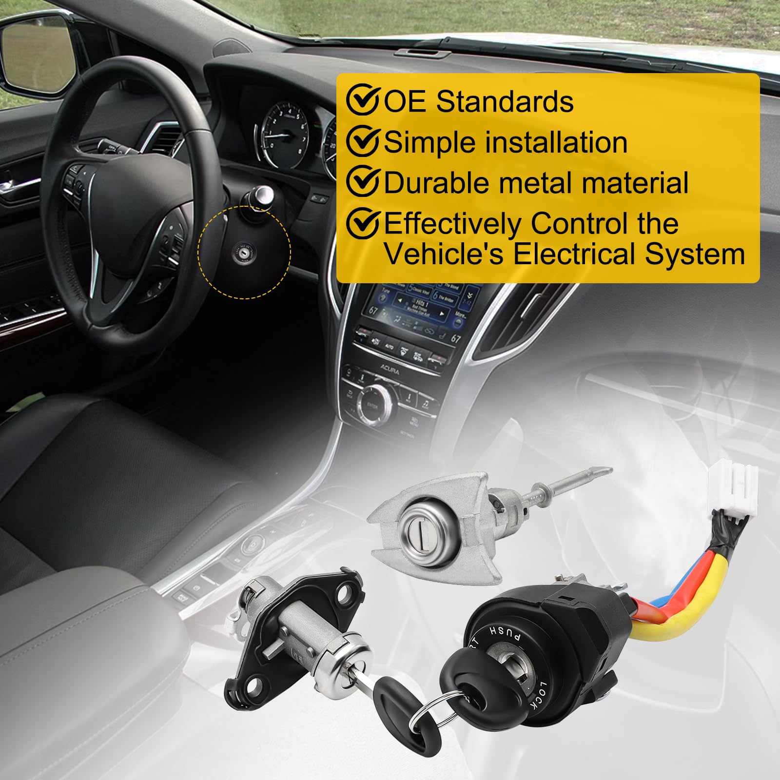 Hyundai Sonata & Sonata Hybrid Door Lock Cylinder with 2 Keys (2009-2015) - Replacement for OEM #81970-3SA00 & 81250-3SA00 - Front Left Driver Side Lock - Perfect for Car Security & Key Replacement Needs