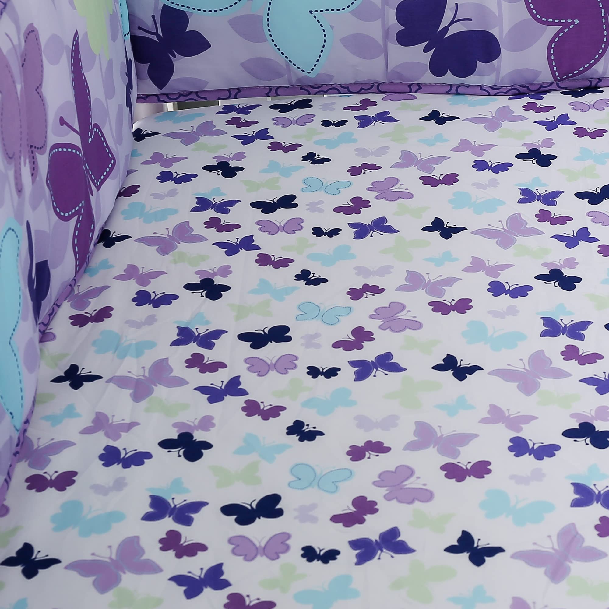 Brandream 5-Piece Butterfly Crib Bedding Set for Baby Girls - Soft Nursery Crib Set with 2 Pack Fitted Crib Sheets - Perfect for Newborn Nursery Decor & Baby Shower Gifts