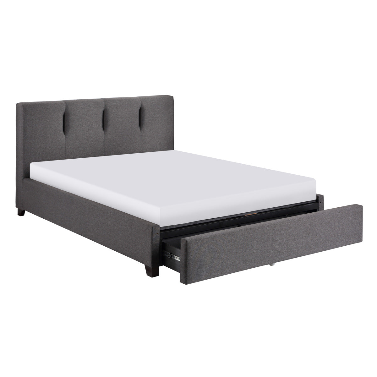 Graphite Full Platform Bed with Storage Footboard - Modern Bed Frame with Underbed Storage - Perfect for Small Bedrooms & Guest Rooms