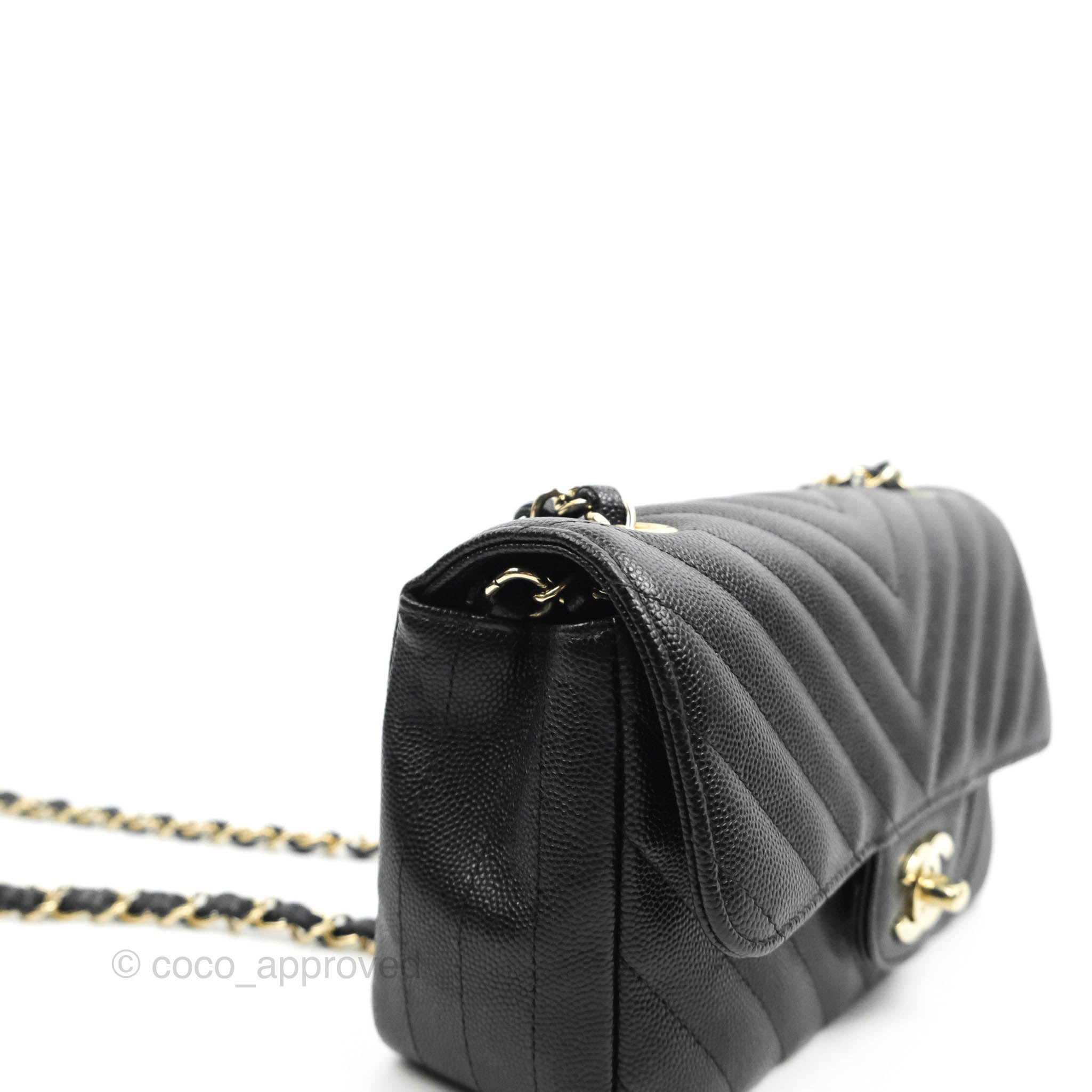 Chanel Chevron Mini Rectangular Flap Bag in Black Caviar Leather with Gold Hardware - Luxury Crossbody Purse for Women, Perfect for Evening Events & Date Nights