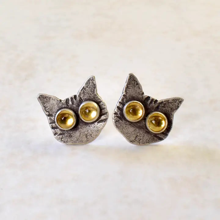 Chloeography Laser Eyes Cat Stud Earrings for Women - Assorted Cute Cat Designs - Perfect for Gifts, Parties & Everyday Wear