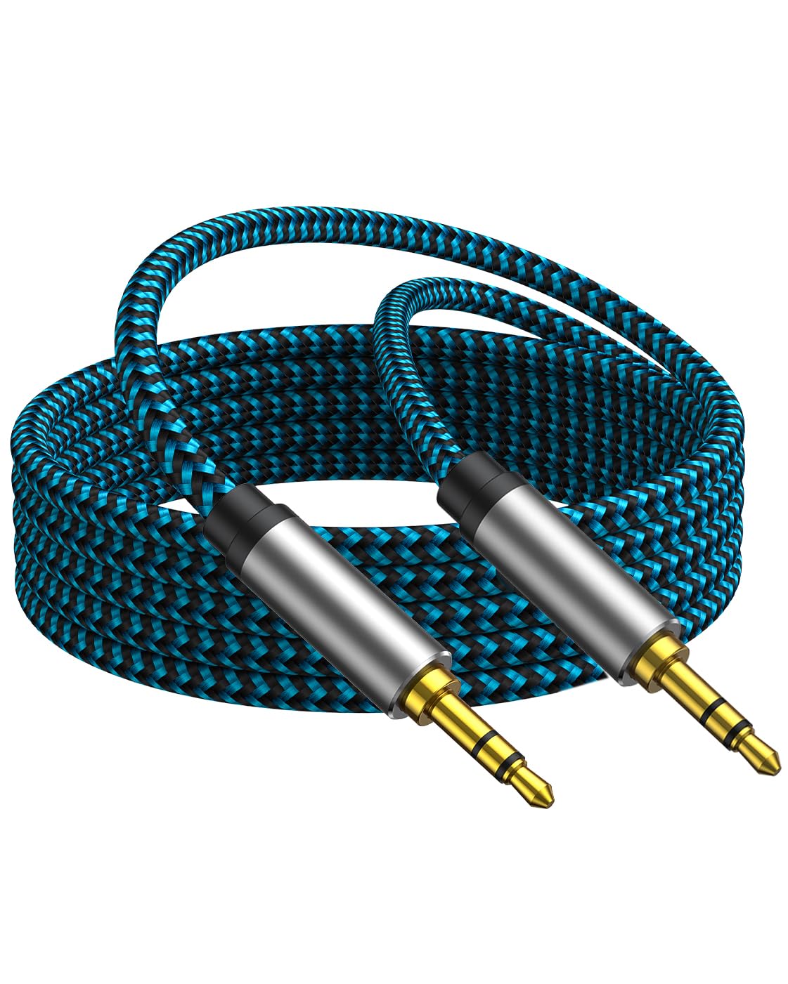 10ft Nylon Braided 3.5mm Aux Cable - Male to Male Audio Cable for Car Stereo, Headphones, Speakers & Tablets | Durable Audio Connector for Home, Office & Travel Use