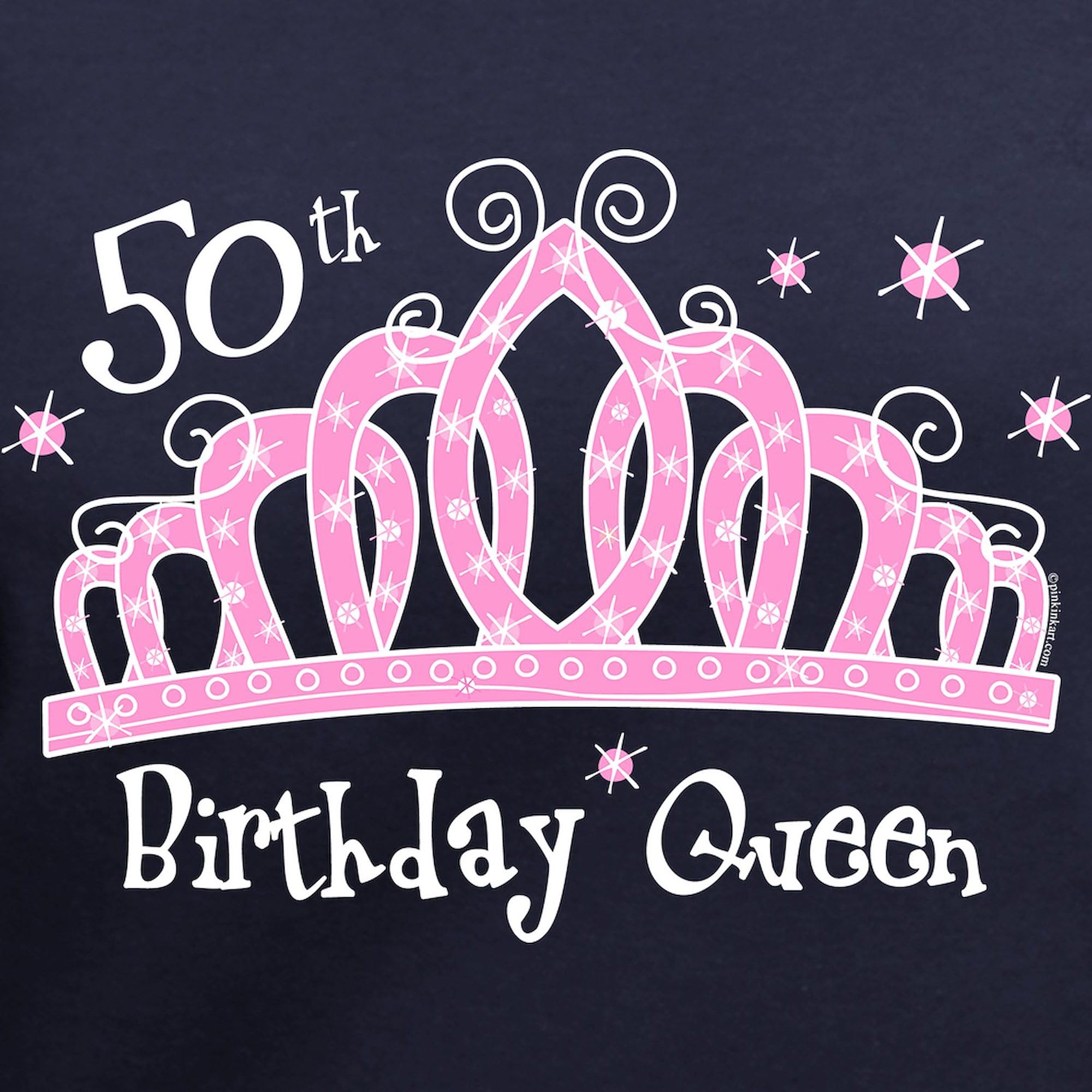 50th Birthday Queen Tiara Women's V-Neck Dark T-Shirt - Cotton Comfort Fit Tee for Women - Perfect for Birthday Parties, Crown Themed Events & Royal Celebration Outfits