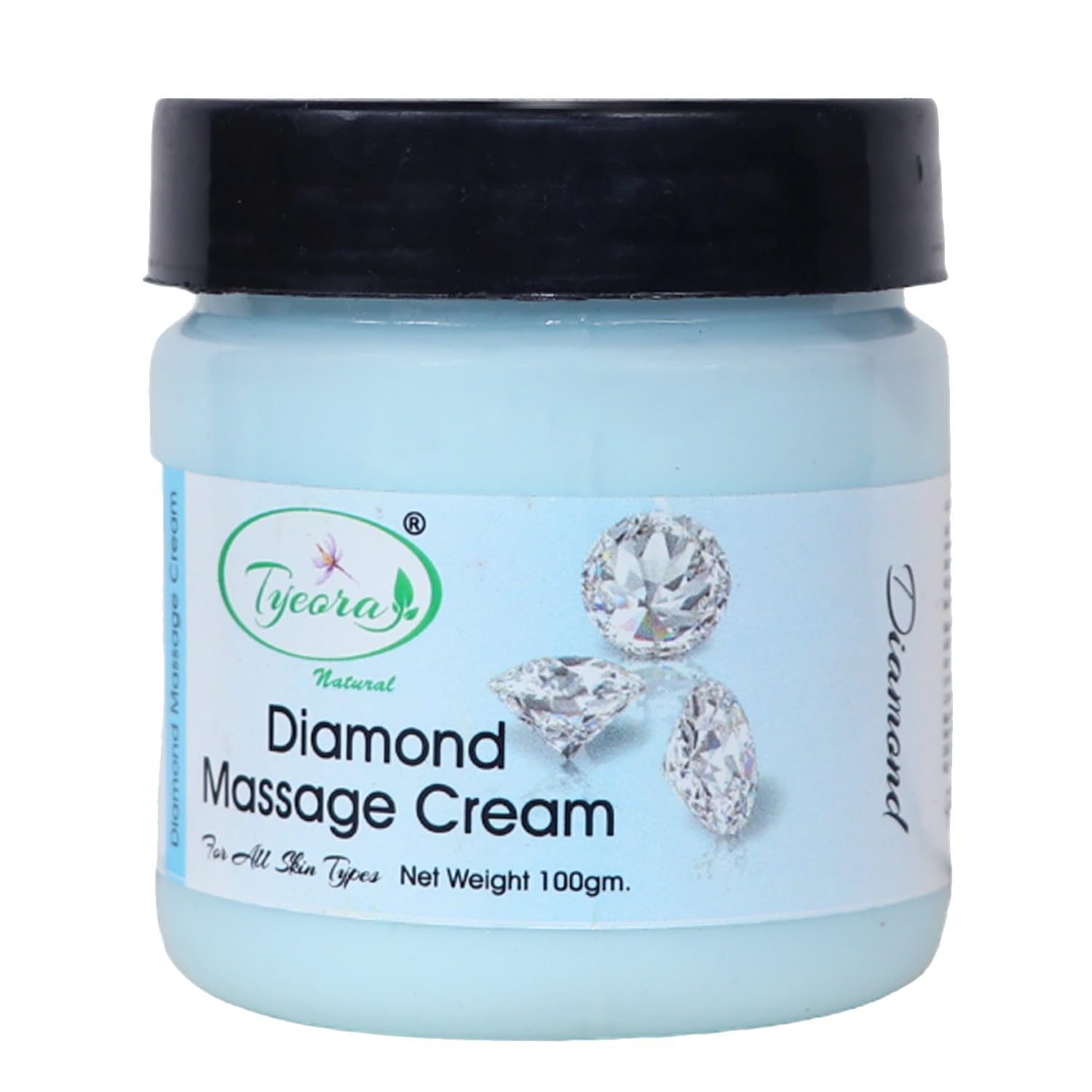 Tyeora Natural Diamond Massage Cream - 100gm Hydrating & Nourishing Face & Body Cream for All Skin Types | Perfect for Spa, Home Relaxation & Skincare Routine