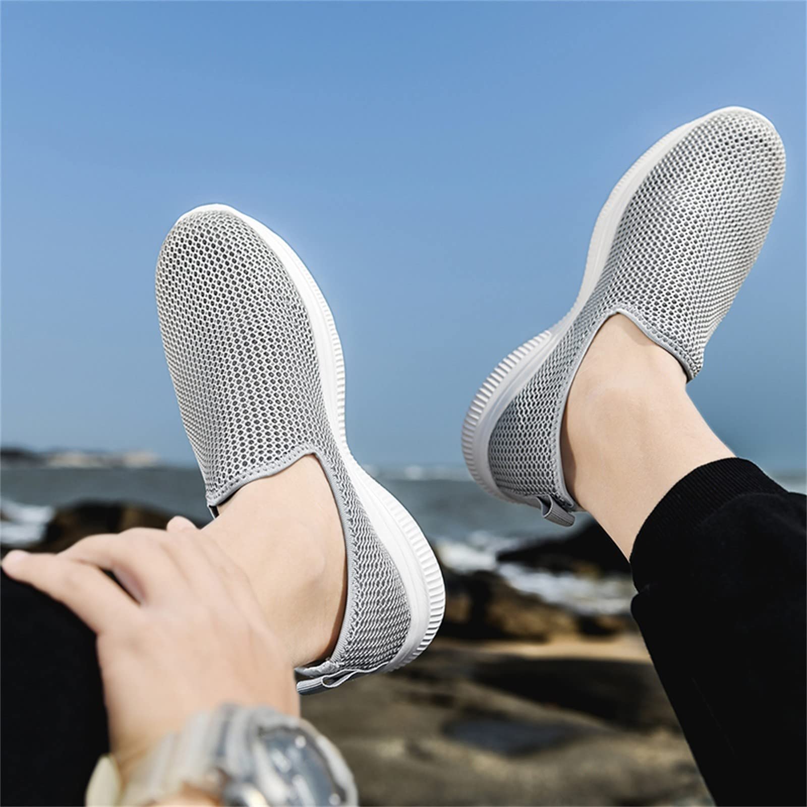 **Women's Wide Width Slip-On Sneakers - Hands-Free Running Shoes for Women - Casual Fashion Loafers & Tennis Shoes - Red Dress Shoe for Walking, Work & Travel**