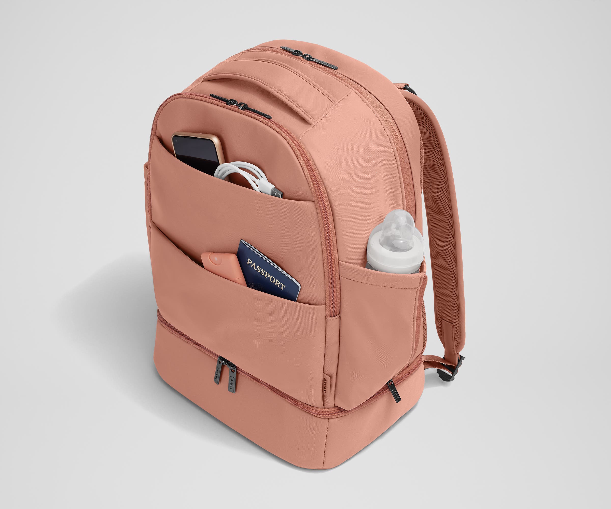 Premium Double Diaper Backpack in Clay Pink - Stylish & Spacious Baby Essentials Organizer for Parents - Perfect for Travel, Daycare & Outdoor Adventures