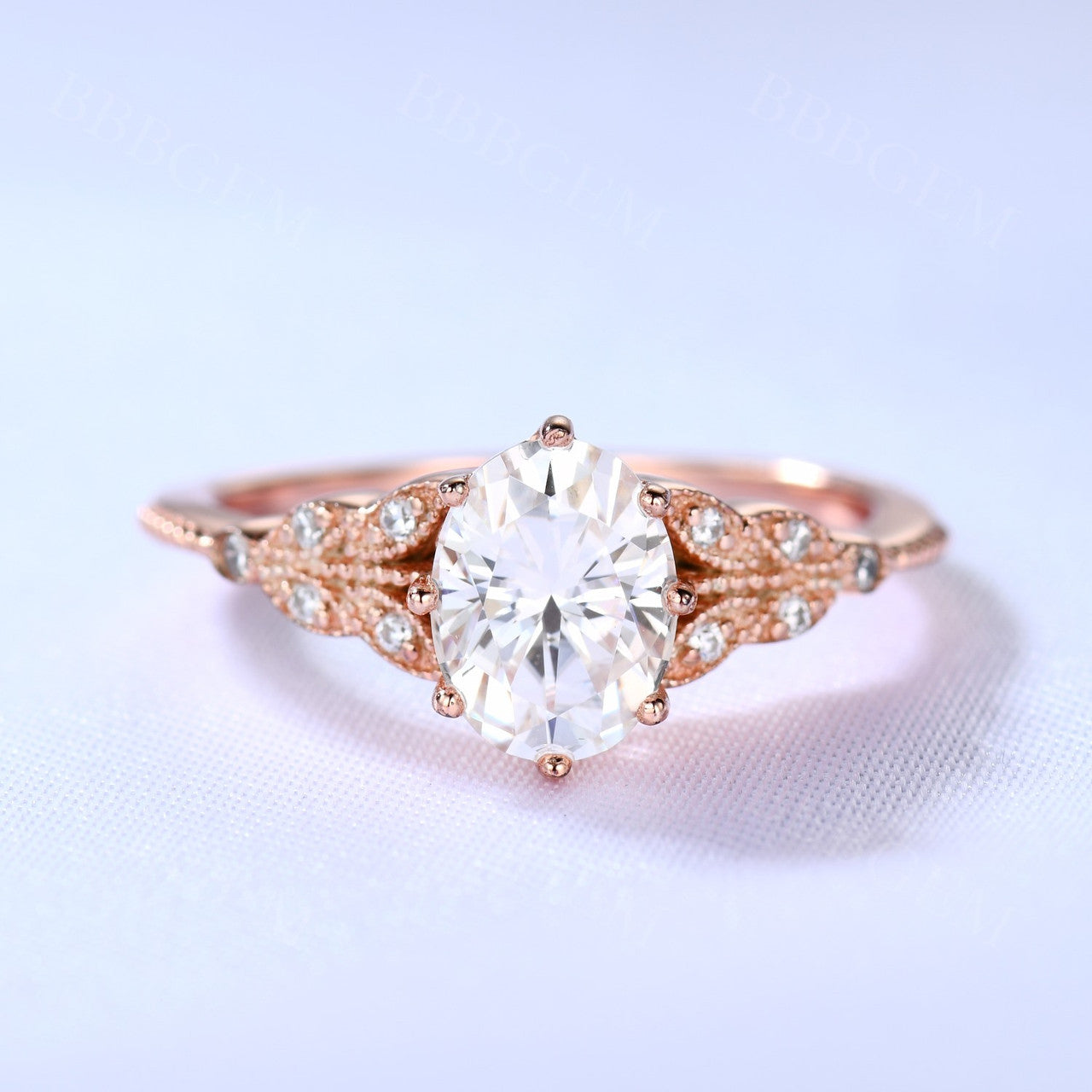 6x8mm Oval Moissanite Engagement Ring - Art Deco Rose Gold Vintage Wedding & Promise Ring for Women | Perfect for Proposals, Anniversaries, and Special Occasions