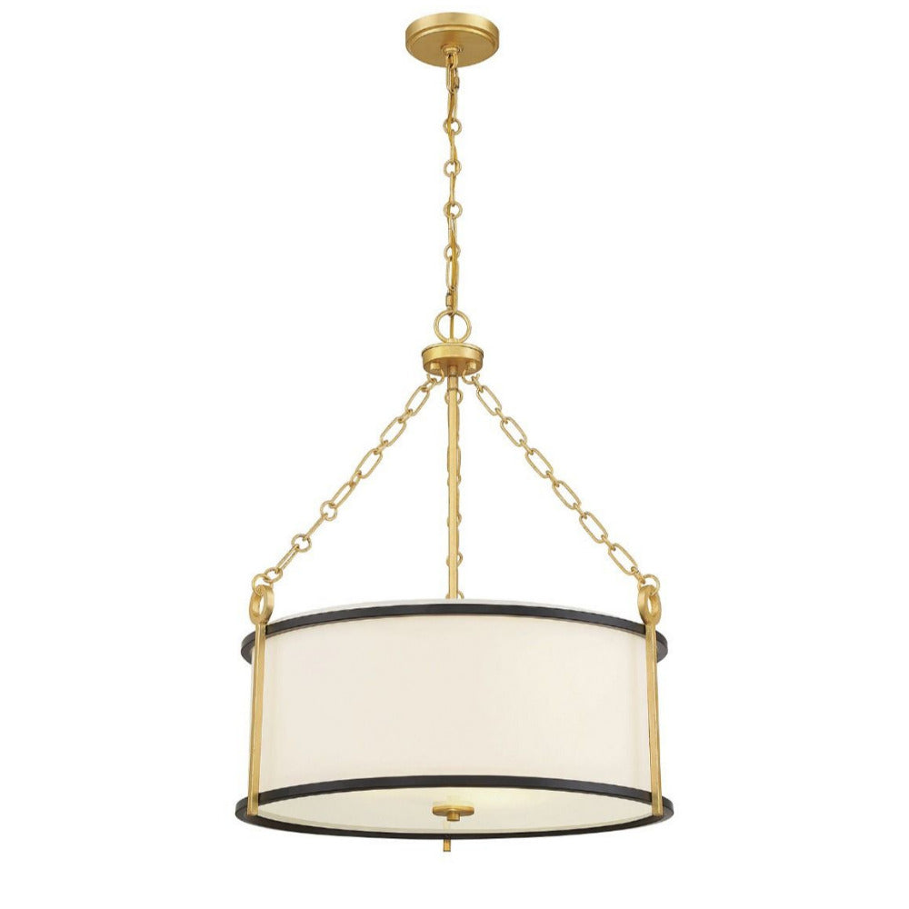 Ophelia Drum Pendant Light - Modern Glass Ceiling Fixture for Dining Room, Bedroom & Living Room Lighting Decor