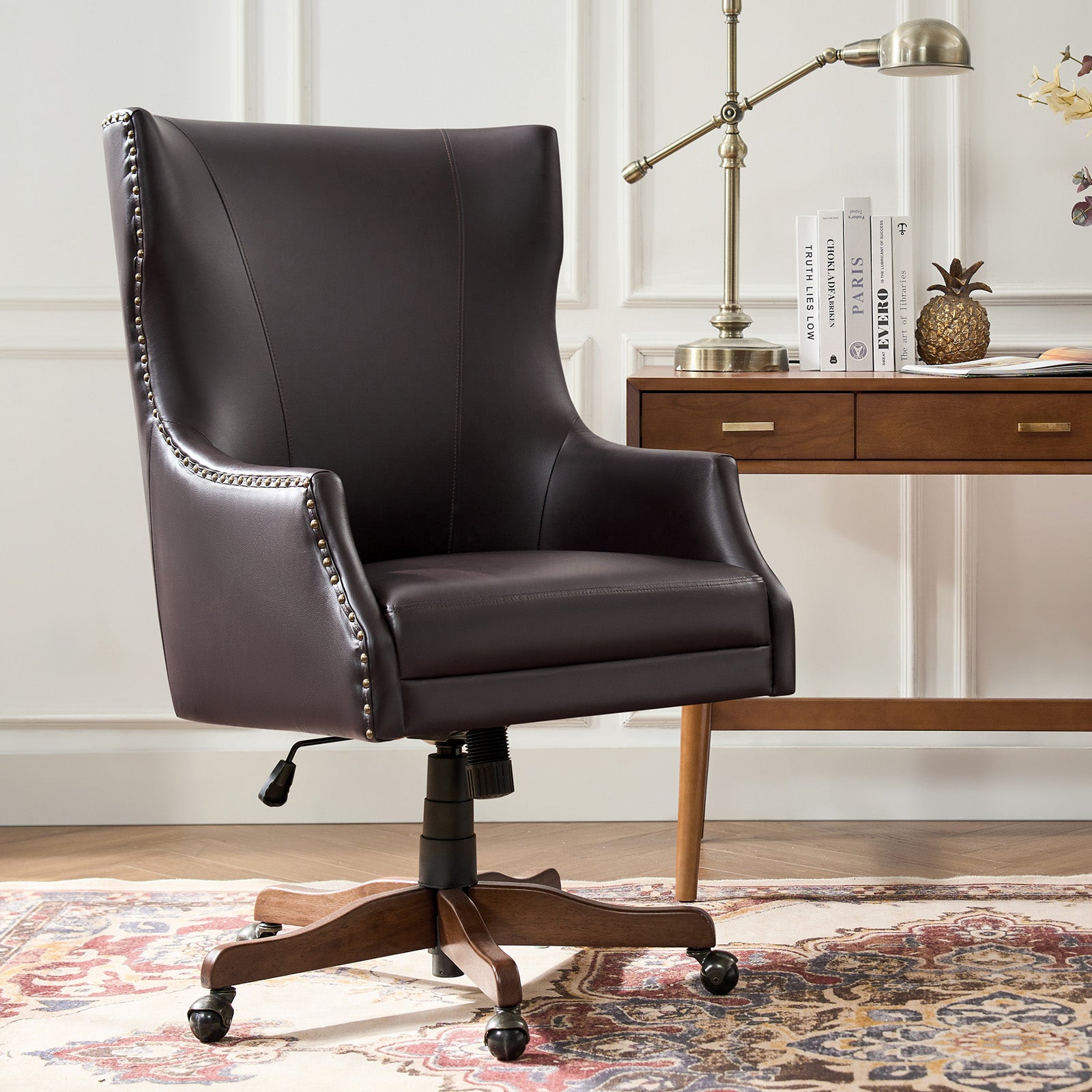Caesar Classic Modern Office Chair with Elegant Copper Nailheads - Ergonomic Executive Desk Chair for Home & Office Workspace - Perfect for Professionals, Gamers and Remote Workers