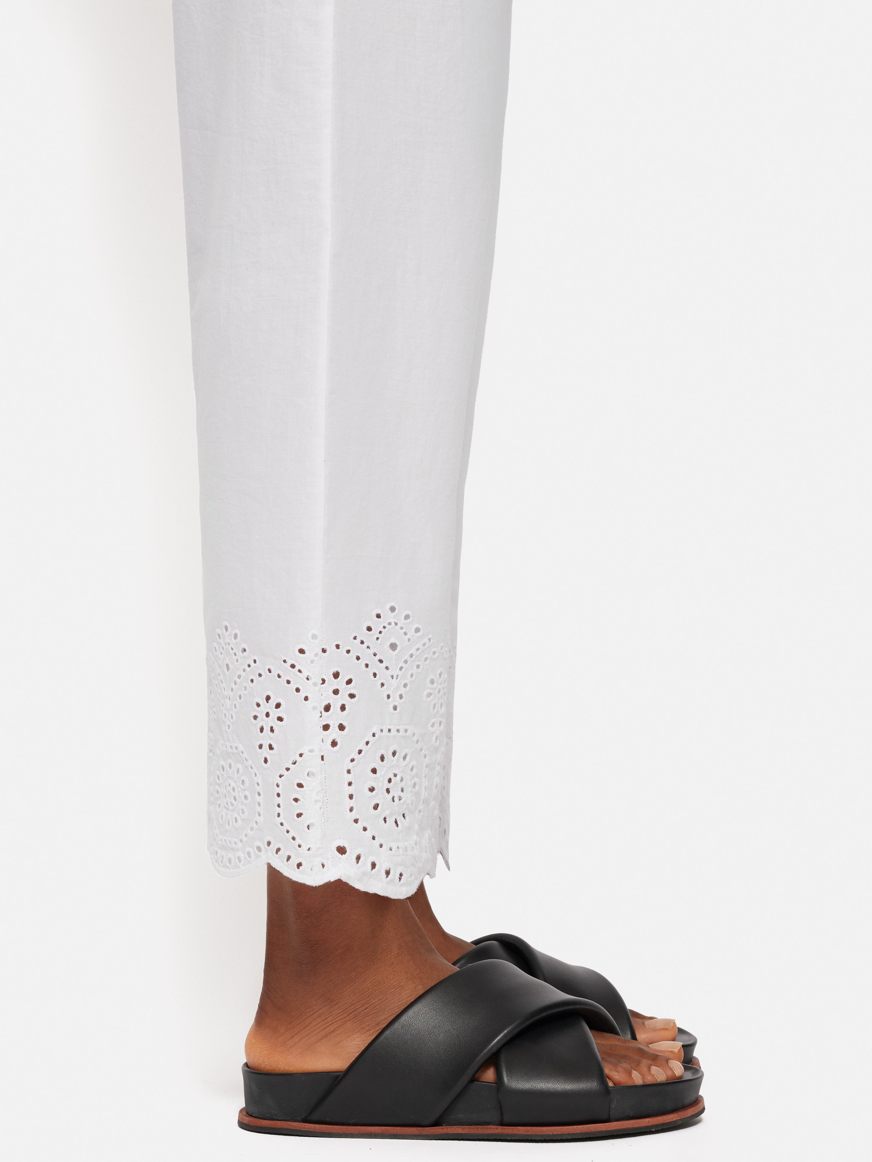 Broderie Anglaise Cropped Pajama Pants | White Cotton Sleepwear for Women | Perfect for Summer Nights & Lounge Wear