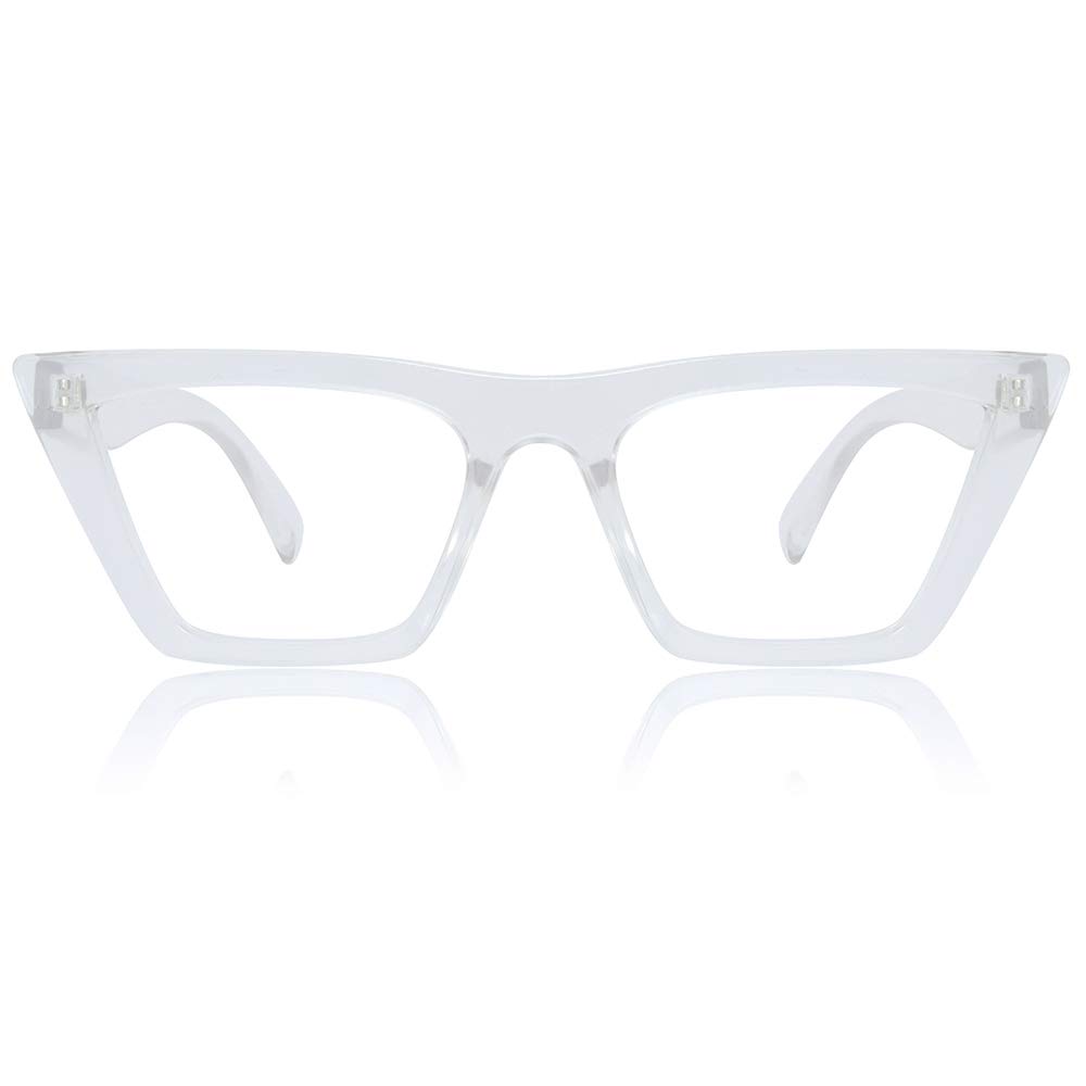 JiSoo Oversized Reading Glasses for Women - Trendy Cat Eye Blue Light Blocking Computer Glasses (Perfect for Office Work, Online Classes & Digital Eye Strain Relief)