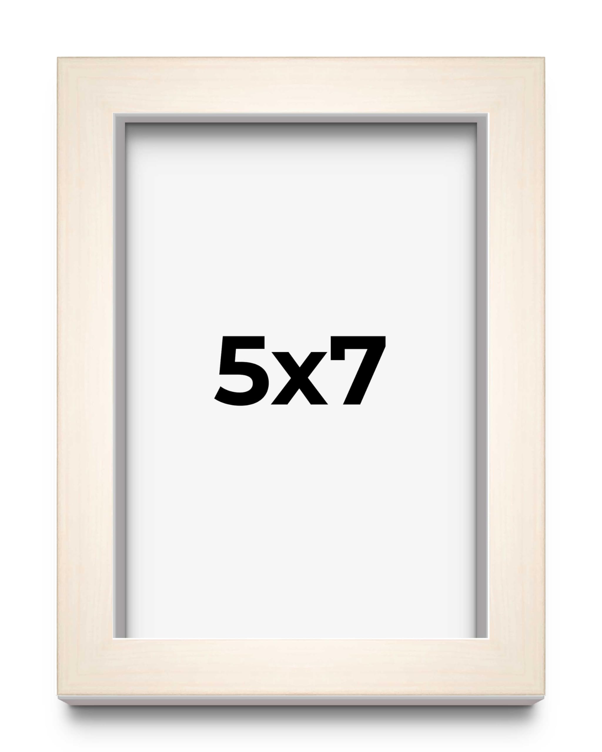 5x7 White Wash Shadow Box Frame - Solid Wood Display with Acid-Free Backing, UV Protective Acrylic & Hanging Hardware (3/4