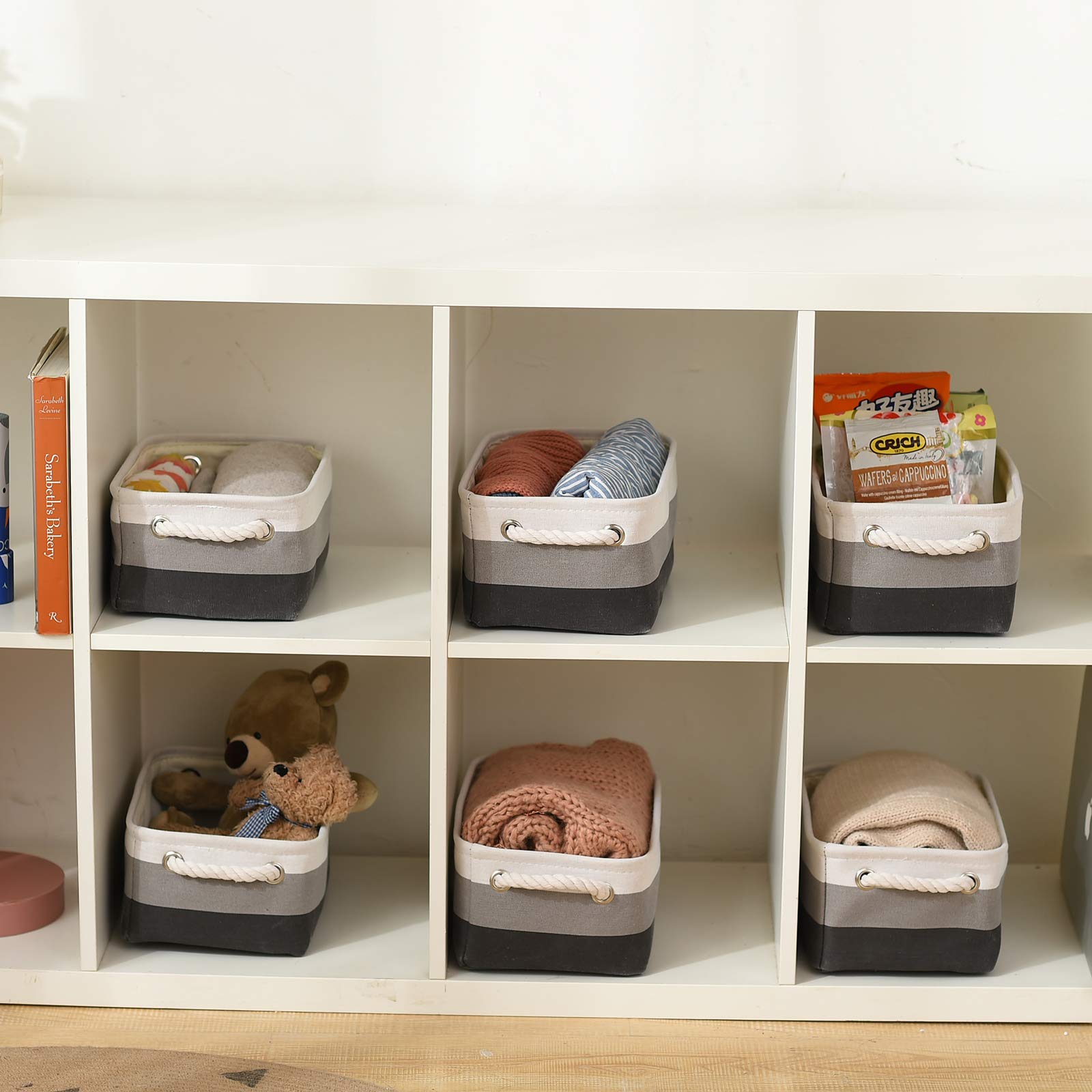 Small Fabric Storage Baskets for Shelves & Closets - Rectangular Collapsible Organizer for Clothes, Books, Toys & Gifts | Perfect for Bedroom, Nursery & Home Organization