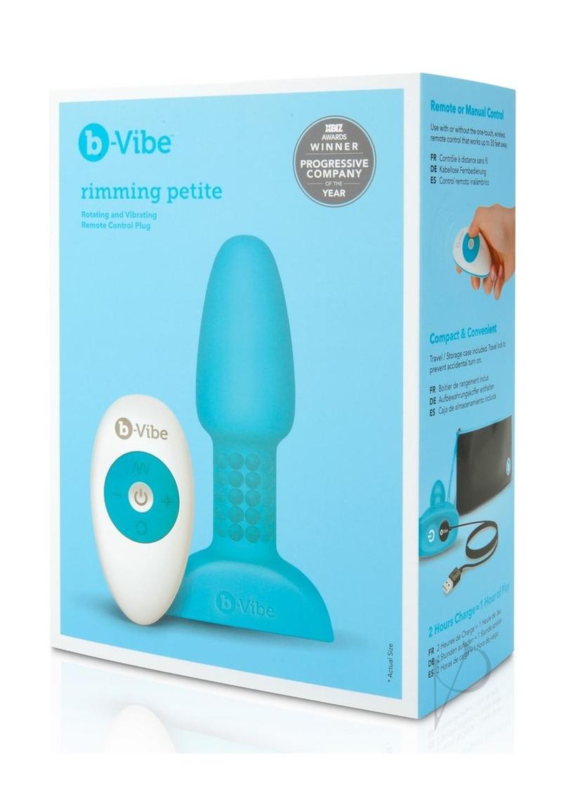 B Vibe Rimming Petite Rechargeable Silicone Anal Plug with Remote Control - Teal Color - Perfect for Couples Play & Solo Exploration