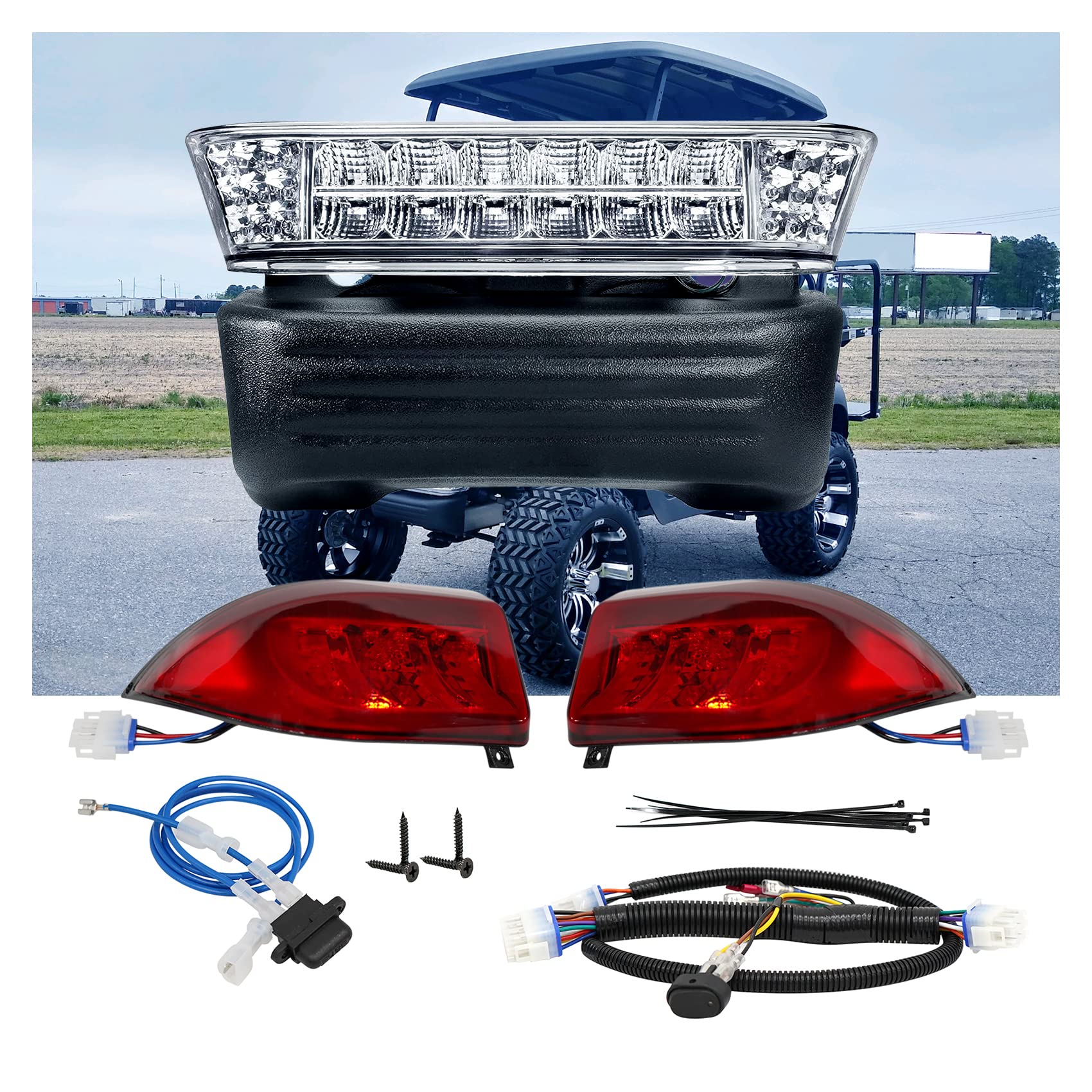 **Club Car Precedent 2004-Up Golf Cart LED Light Kit - Bright LED Headlights & Taillights for Night Driving & Safety - Perfect for Golf Courses, Campuses & Neighborhoods**