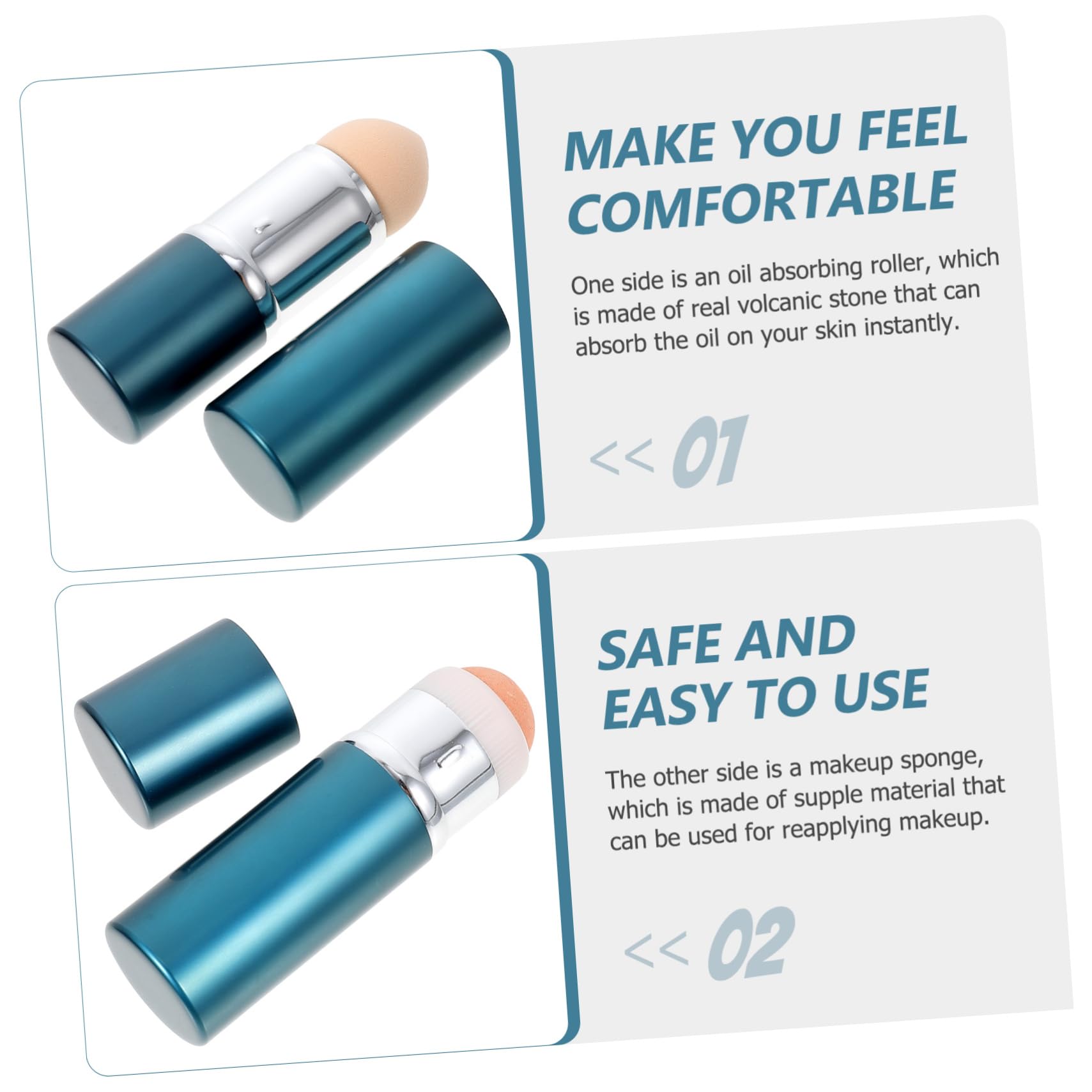 Oil Absorbing Volcanic Stone Face Roller - Aluminum Alloy Oil Control Ball for Makeup & Skincare | Portable Oil-Removing Gadget for Oily Skin, Touch-ups & On-the-Go Use