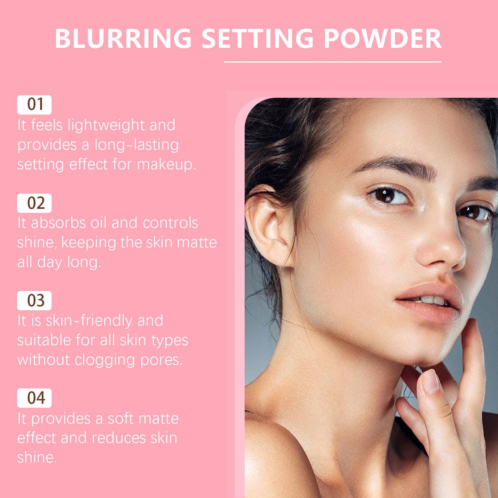 Pink Setting Powder - Long Lasting Blurring Makeup for All Skin Tones | Mattifies & Reduces Shine | Perfect for Daily Wear & Photo Shoots