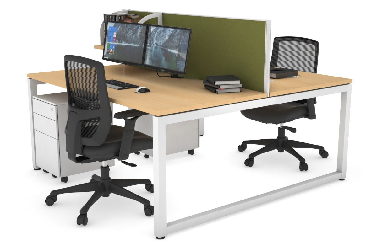 Quadro Loop Legs 2 Person Office Workstation - 1600L x 800W with Cable Management - Modern Shared Desk for Collaborative Workspaces & Home Offices