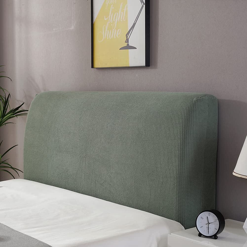 Stretch Solid Color Dustproof Bed Headboard Cover with Elastic Bottom - King Size (190-210cm), Green - Perfect for Bedroom Decor & Protection