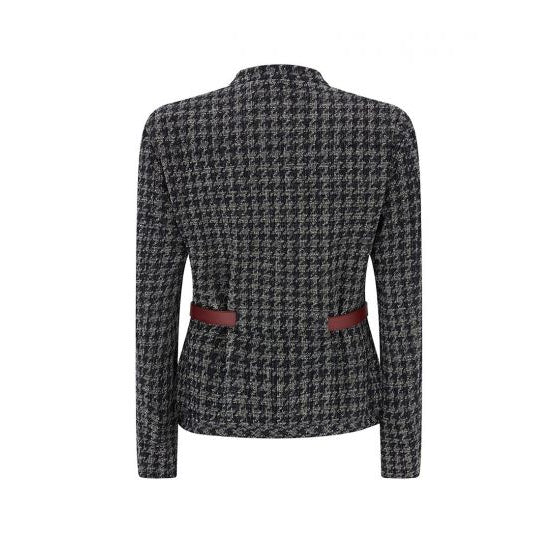 Stylish Houndstooth Tweed Jacket for Women - Classic Checkered Blazer Coat with Notched Lapel - Perfect for Office, Business Meetings & Fall Fashion Outfits