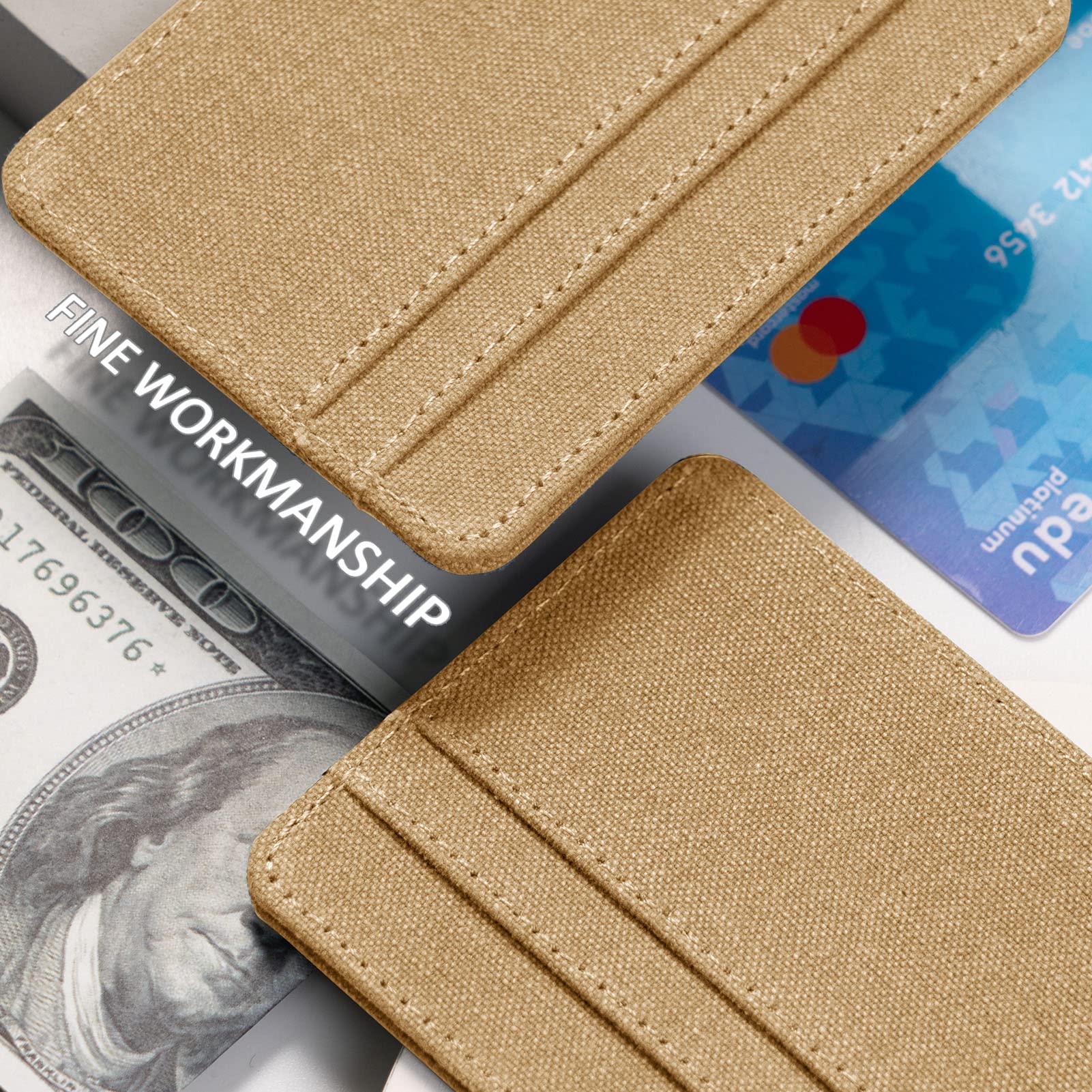 Qbool Slim RFID Blocking Front Pocket Wallet for Men - Minimalist Leather Credit Card Holder with Cash Slot (Z-Khaki) | Perfect for Travel, Business & Everyday Use
