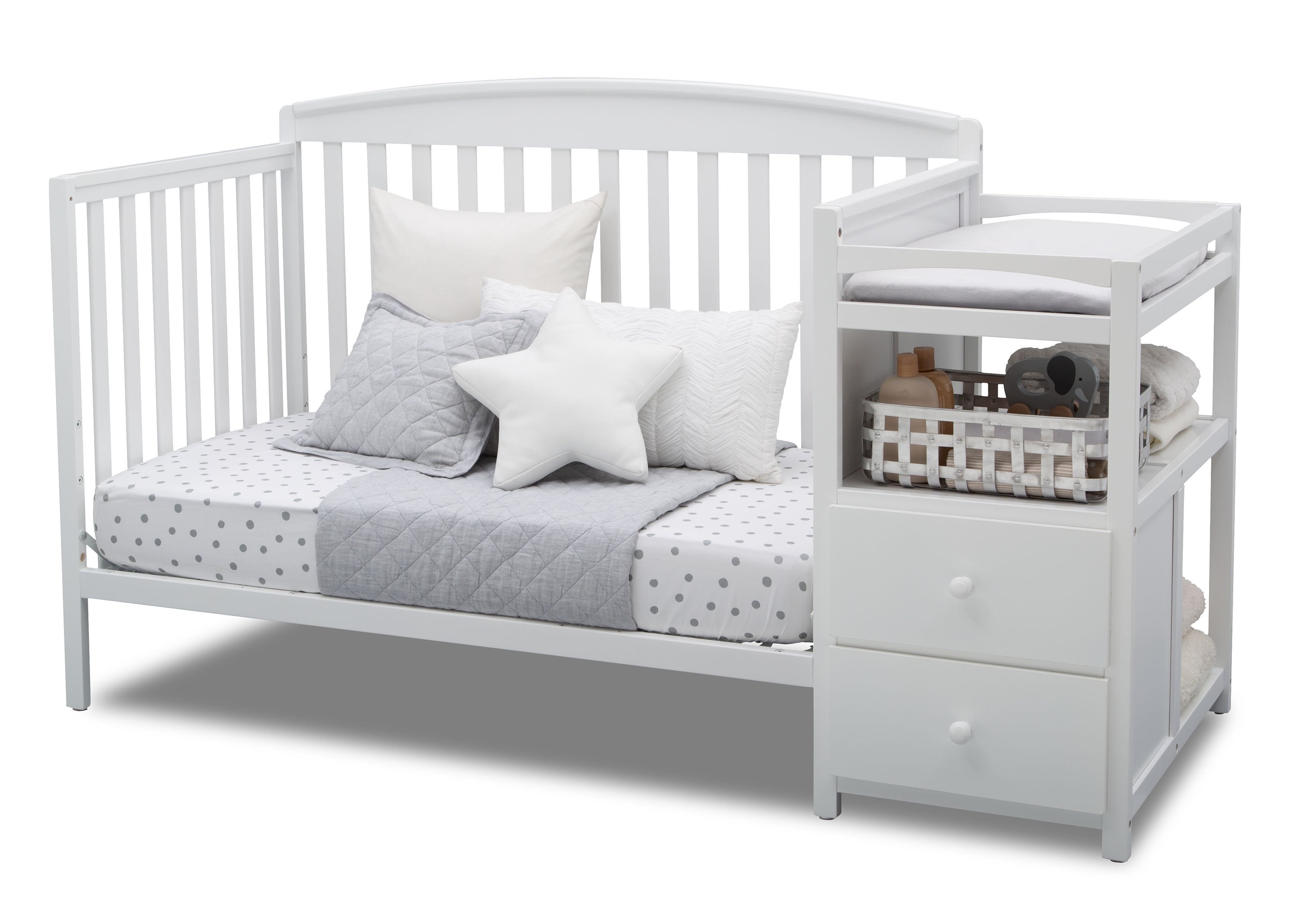 Royal Convertible Crib and Changer - 3-in-1 Baby Nursery Furniture Set with Toddler Bed & Dresser | Safe, Durable & Space-Saving for Newborns to Kids | Perfect for Nursery Rooms, Daycare Centers & Small Spaces
