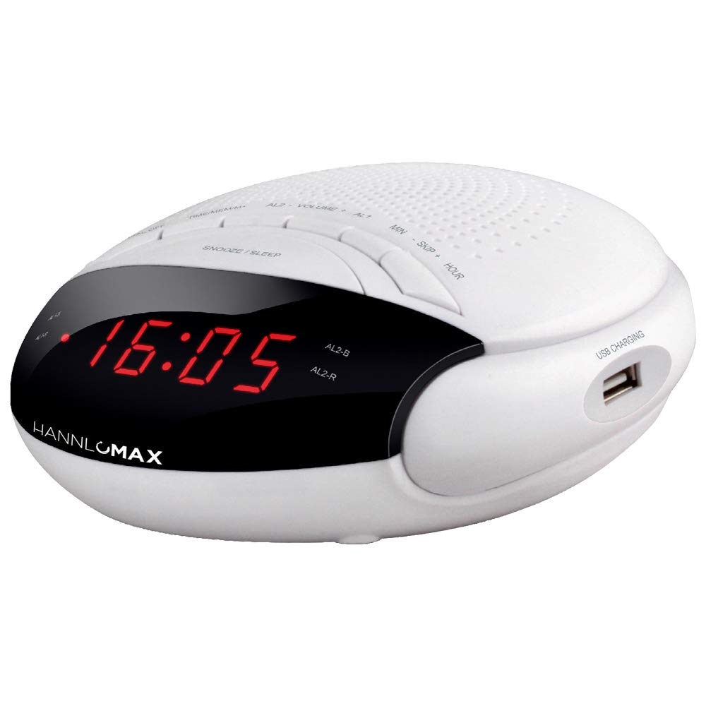 HANNLOMAX HX-200 Digital Alarm Clock Radio with PLL FM Tuner, 6 Preset Stations & Dual Alarm - 0.6