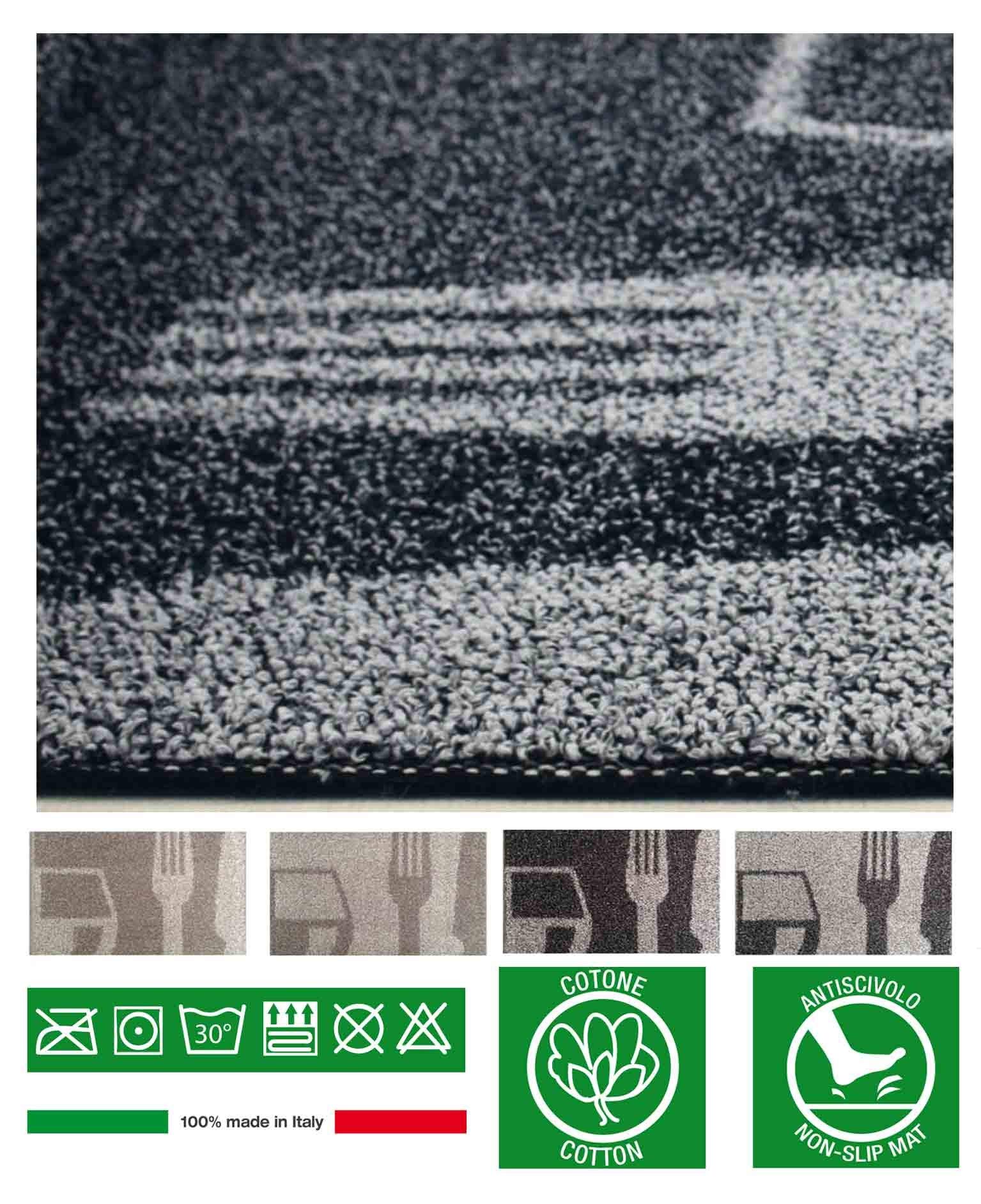 Non-Slip Cotton Kitchen Rug - Absorbent, Washable, Anti-Fatigue Mat for Cooking & Dishwashing - Gray, 55x240 cm - Perfect for Kitchens, Laundry Rooms & Entryways
