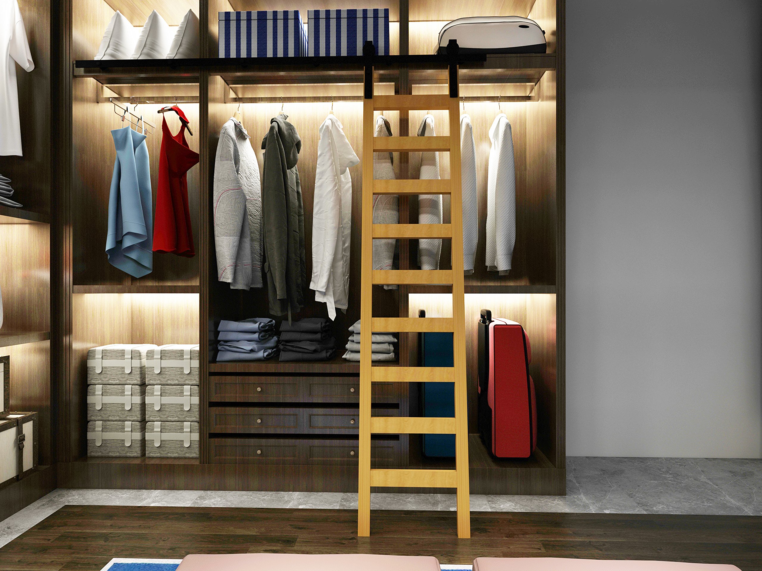 5 FT (1525 mm) Rolling Ladder Hardware Kit - Heavy Duty Sliding Library Ladder Track System for Bookshelves, Lofts & Home Storage Solutions