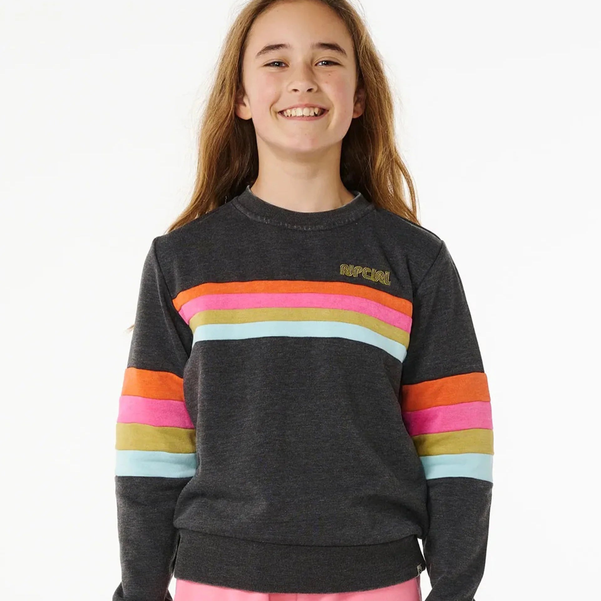 Rip Curl Kids Surf Revival Crew Neck Pullover for Girls - Soft & Comfortable Surfing Shirt for Beach, Pool & Outdoor Activities