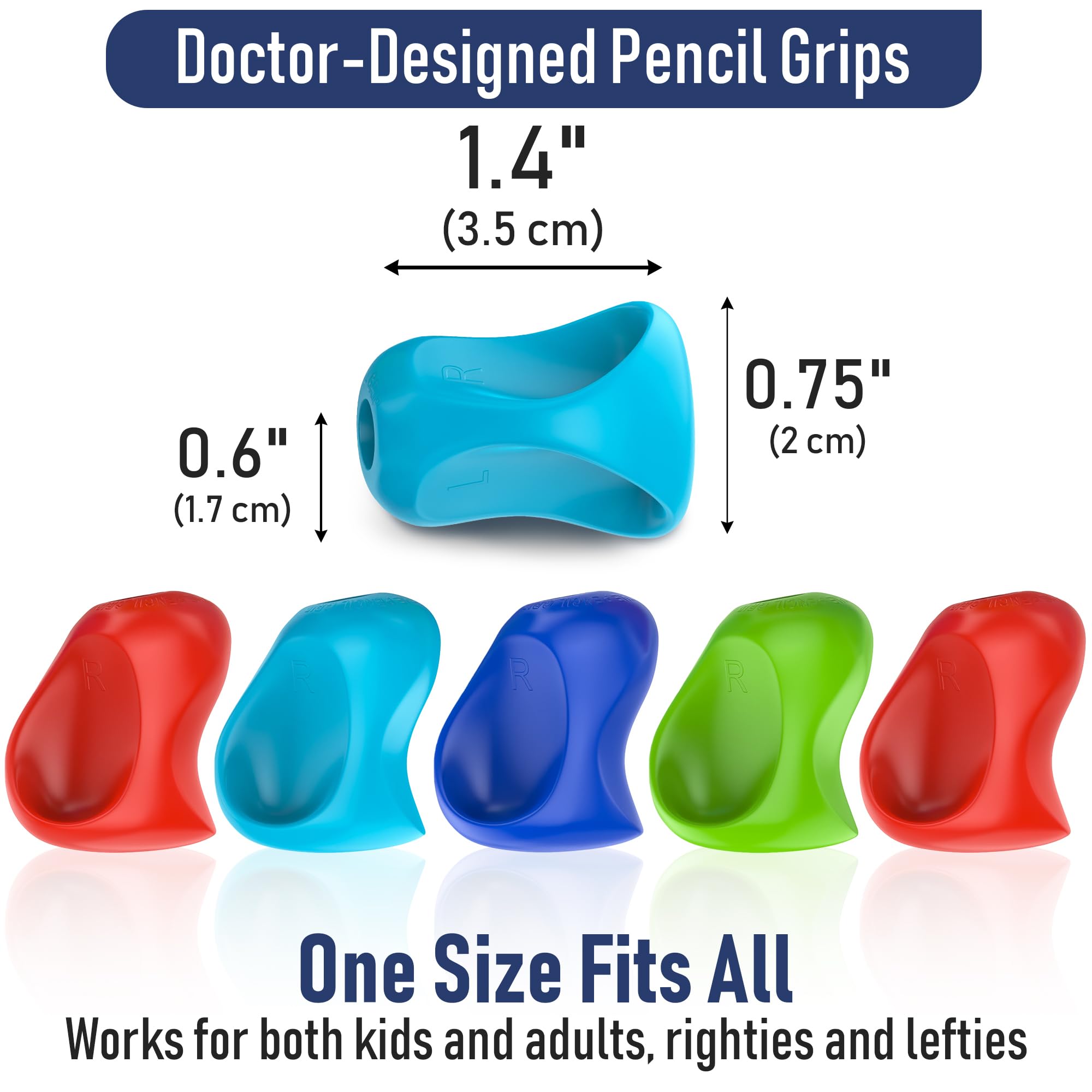 The Pencil Grip Pinch Grip - Ergonomic Writing Aid for Kids & Adults, 6-Pack Colorful Pencil Grips (TPG-12706) - Improves Handwriting & Reduces Hand Fatigue for School, Office & Art Projects