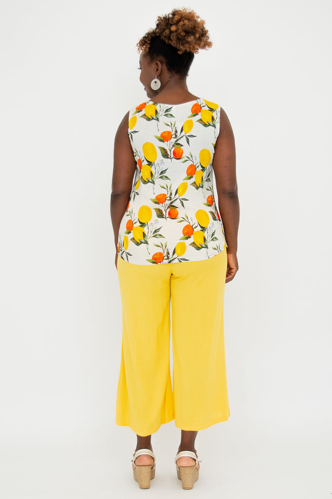 Hannah Tank Top - Soft Linen Bamboo Blend in Refreshing Lemonade Color - Perfect for Summer Outfits, Beachwear & Casual Style