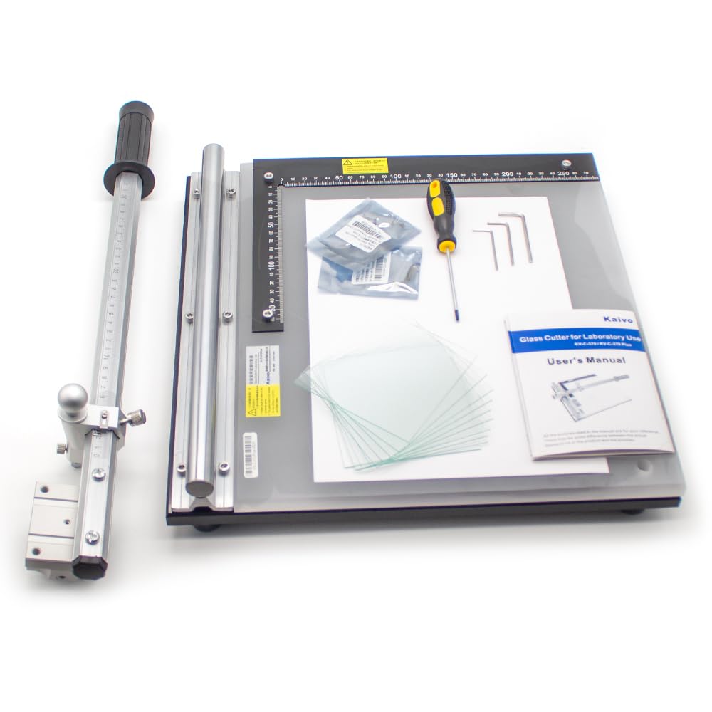 Premium Glass Cutter Tool - Manual ITO Glass Cutting Machine with Silica Gel Base (28x33cm, KVC370 Plus) for Laboratory, DIY Projects & Precision Glass Cutting - Ideal for Scientific Research, Crafting & Industrial Applications