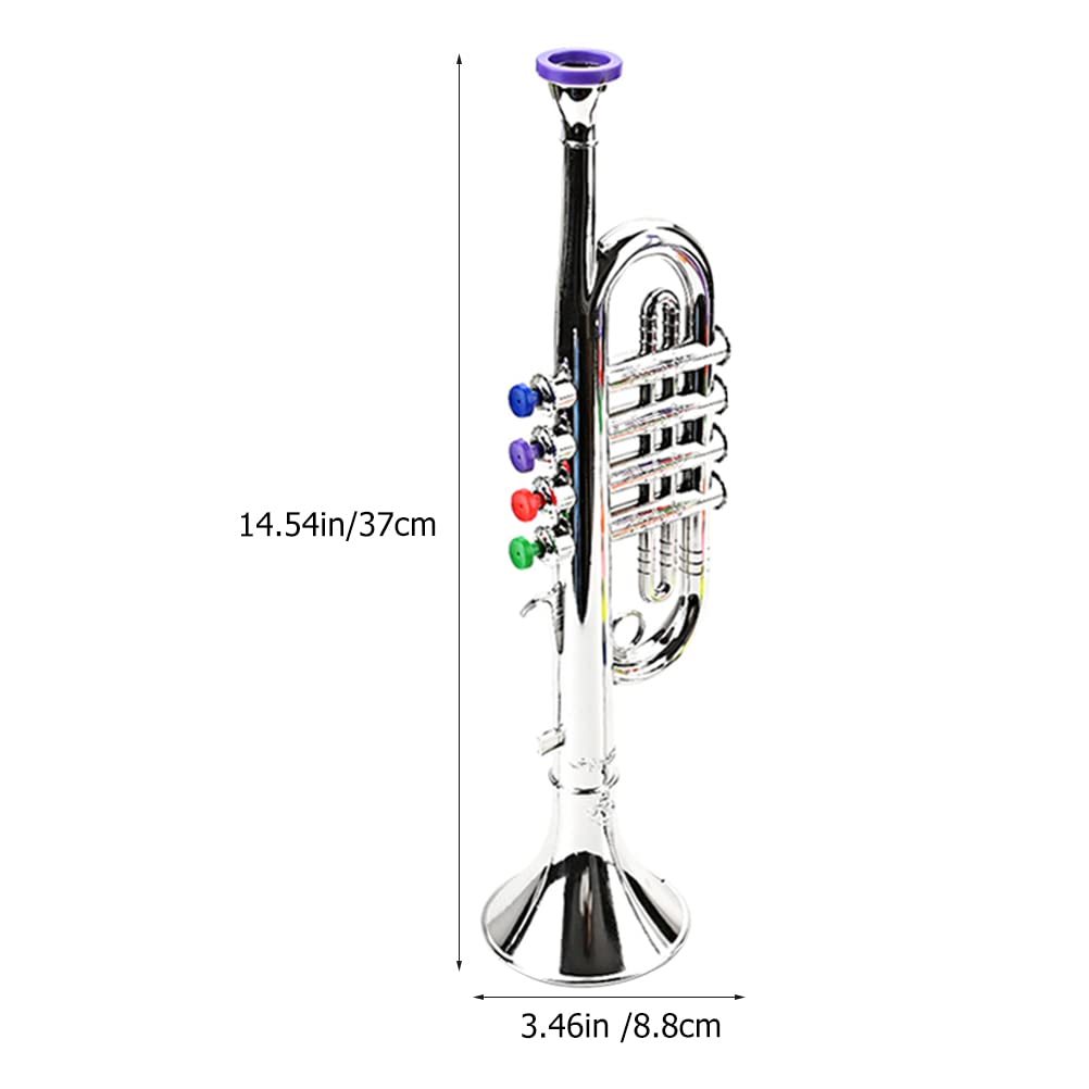 LUOZZY Realistic Silver Plastic Trumpet Toy for Kids - Musical Instrument Playset for Children's Band, Birthday Gifts & Pretend Play