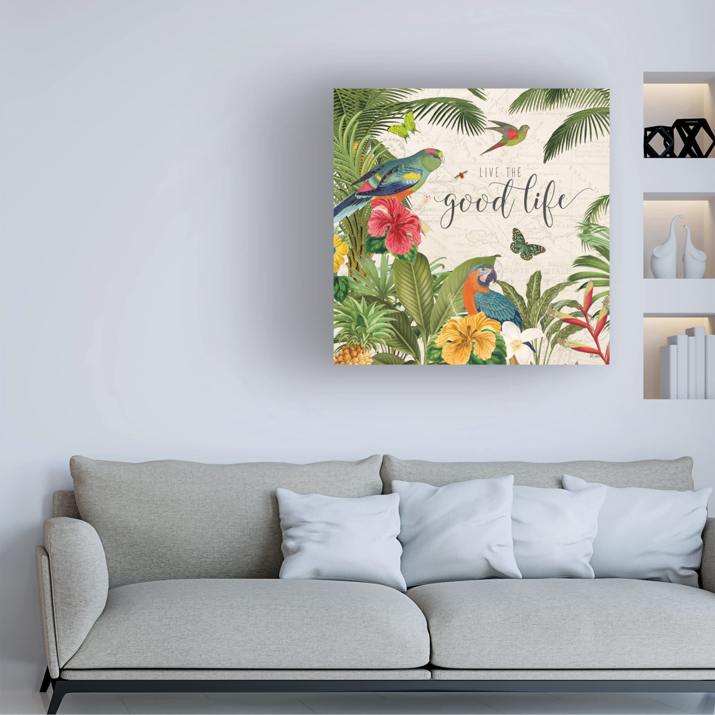 Katie Pertiet 'Parrot Paradise IV' Canvas Wall Art - Tropical Bird Painting for Living Room, Bedroom & Office Decor