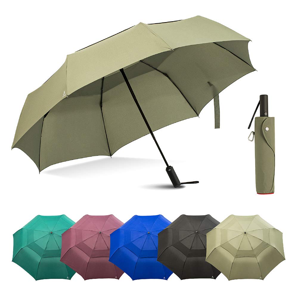 **Portobello Large 54 Inch Windproof Umbrella for Rain - Double Vented Canopy, Auto Open/Close, Heavy Duty & Sturdy, Folds to Travel Size, Fits 2 Adults - Perfect for Outdoor Events, Commuting, and Beach Trips**