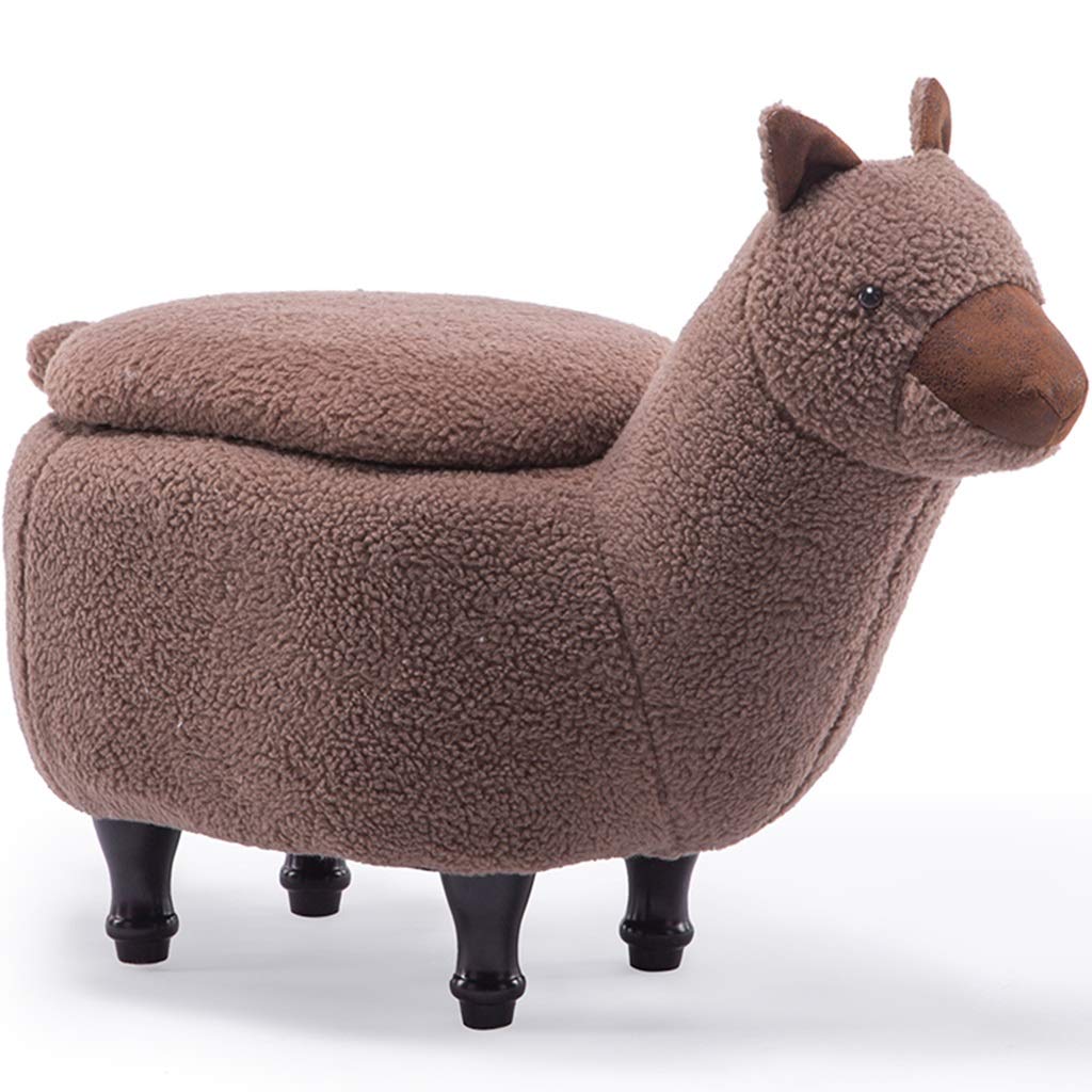 Priority Culture Ottoman with Storage - Creative Cartoon Alpaca Animal Low Stool, Multifunctional Footrest & Shoe Bench for Living Room, Bedroom, or Entryway (Brown, 68x53cm) - Perfect for Small Spaces & Home Decor