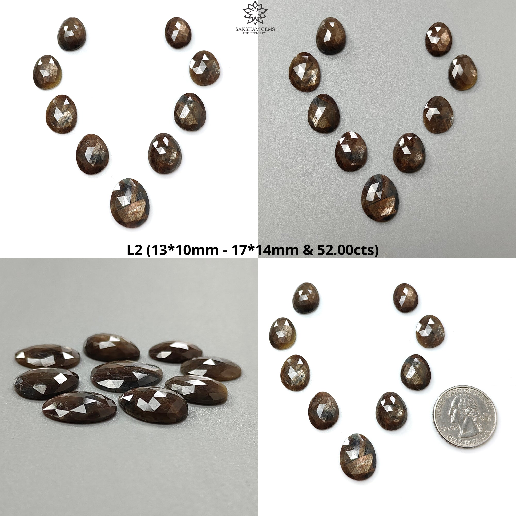 Natural Untreated Golden Brown Chocolate Sapphire Gemstone - Rose Cut Faceted Egg Shape (9pcs) for Jewelry Making, Engagement Rings & Unique Gift Ideas