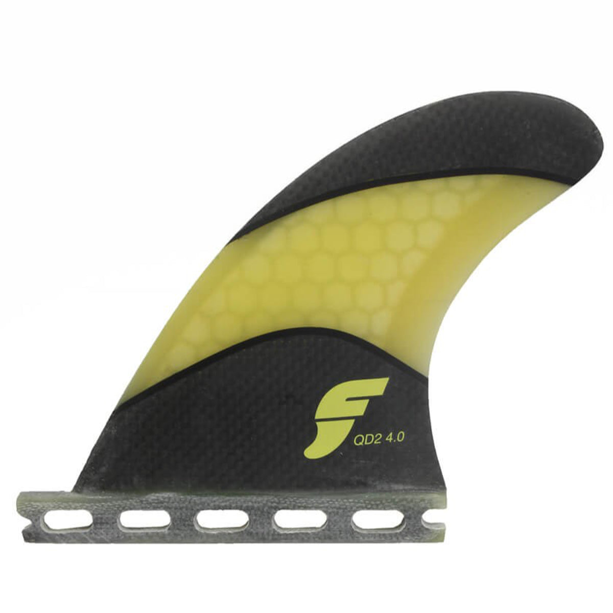 FUTURES QUAD REAR QD2 4.0 Techflex Fin Pair Carbon/Yellow Medium - High Performance Surfboard Fins for Waves & Competition