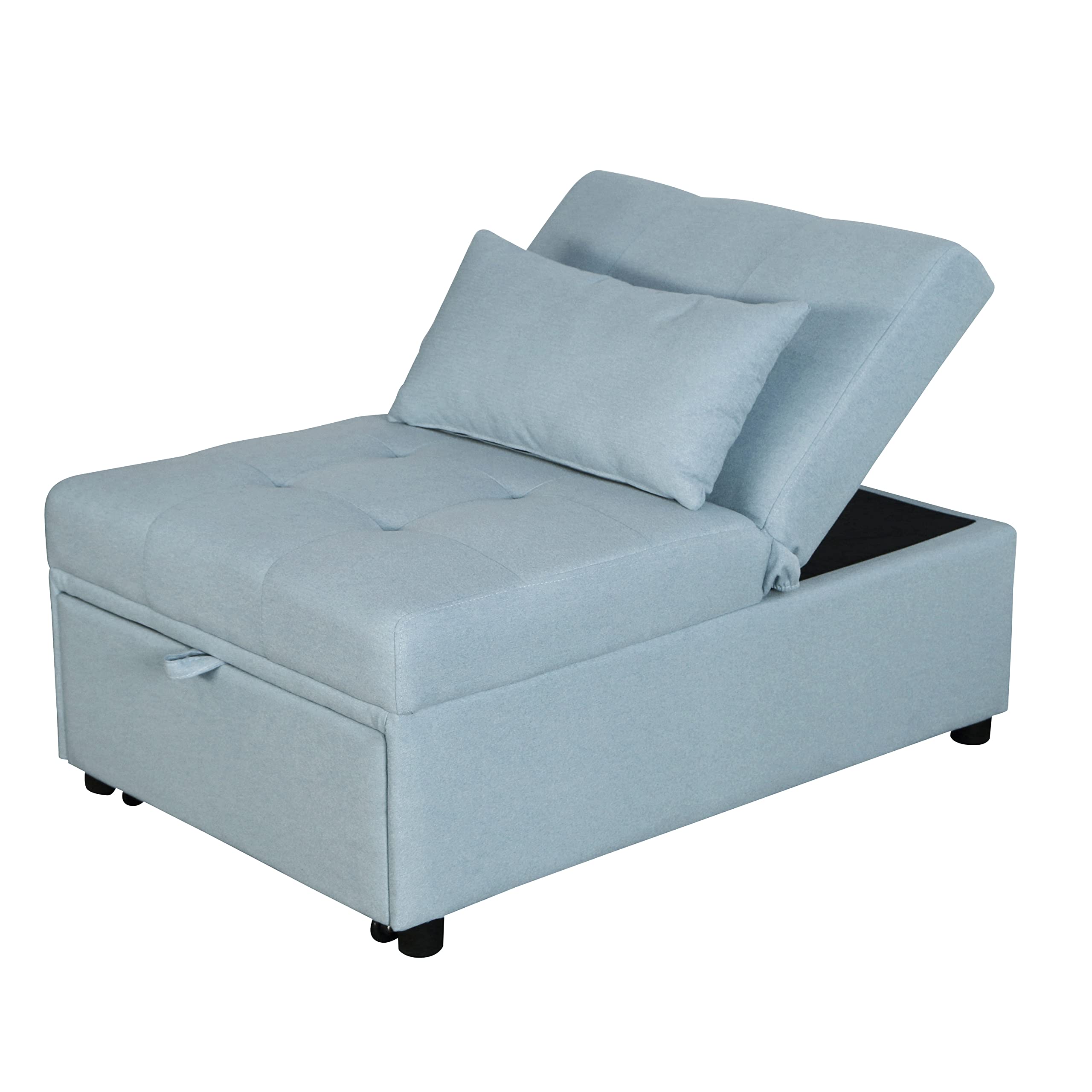 4-in-1 Convertible Sleeper Chair Bed - Multi-Functional Folding Ottoman Sofa Bed with Adjustable Backrest & Modern Linen Fabric - Perfect for Small Apartments, Living Rooms, Guest Rooms & Home Offices