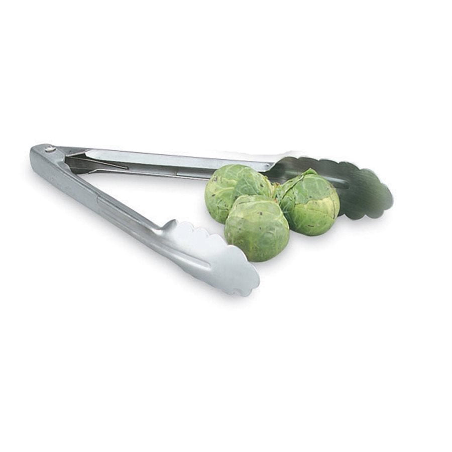 Vollrath 9-Inch Heavy Duty Stainless Steel Utility Tongs - Perfect for Grilling, Cooking, and Serving Food in Restaurants or Home Kitchens
