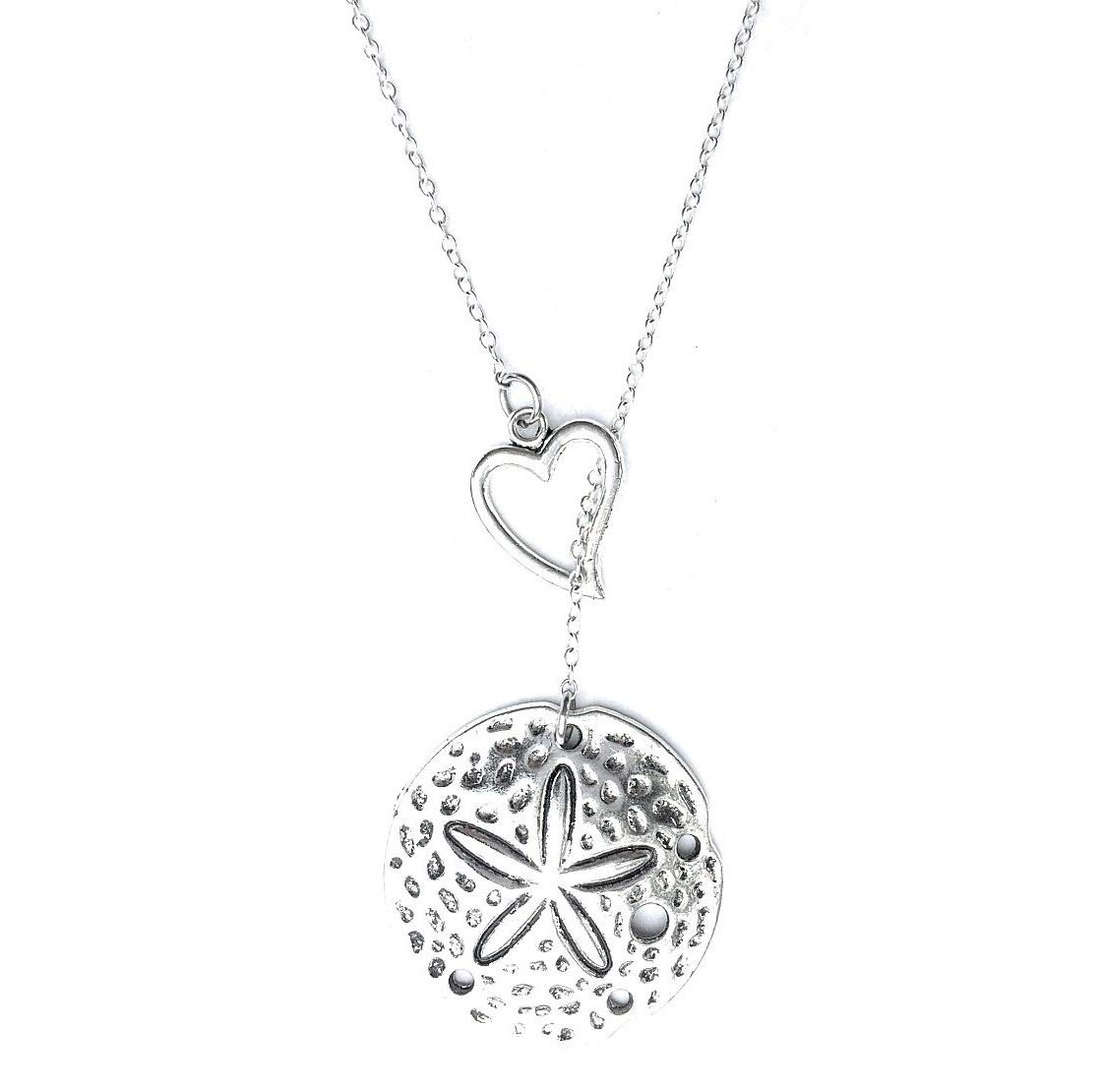 Elegant Sand Dollar Charm Silver Lariat Y Necklace - Perfect for Beach Weddings & Summer Vacations