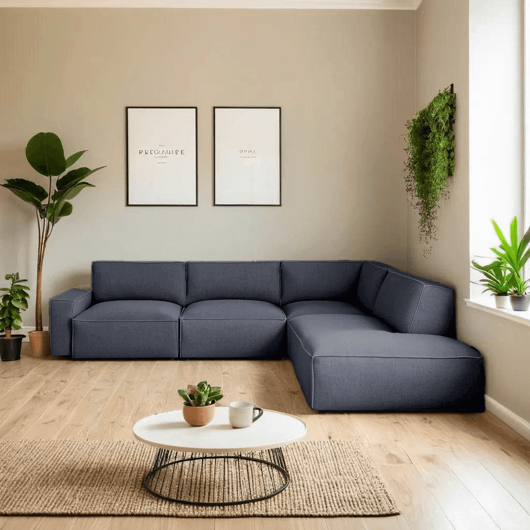 Premium Giacomo Fabric 4-Seater Corner Sofa - Pet Friendly, Comfortable & Durable L-Shaped Sectional Couch for Living Room, Family Room or Home Theater