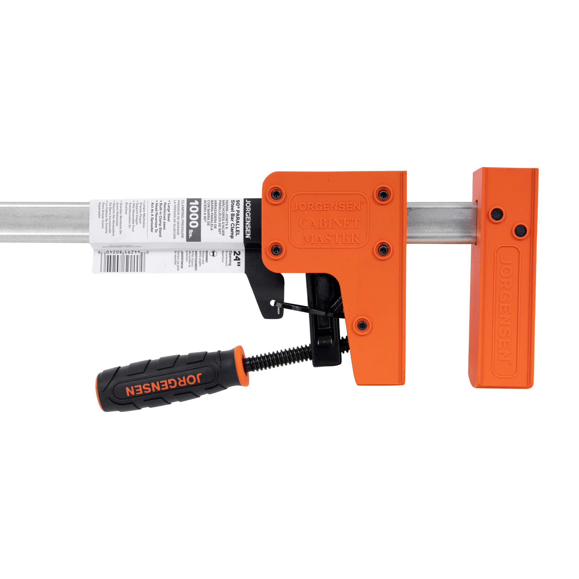 JORGENSEN 8024 Cabinet Master 24-Inch 90-Degree Parallel Steel Bar Clamp - Heavy-Duty Woodworking Clamp for Cabinets, Furniture, and DIY Projects