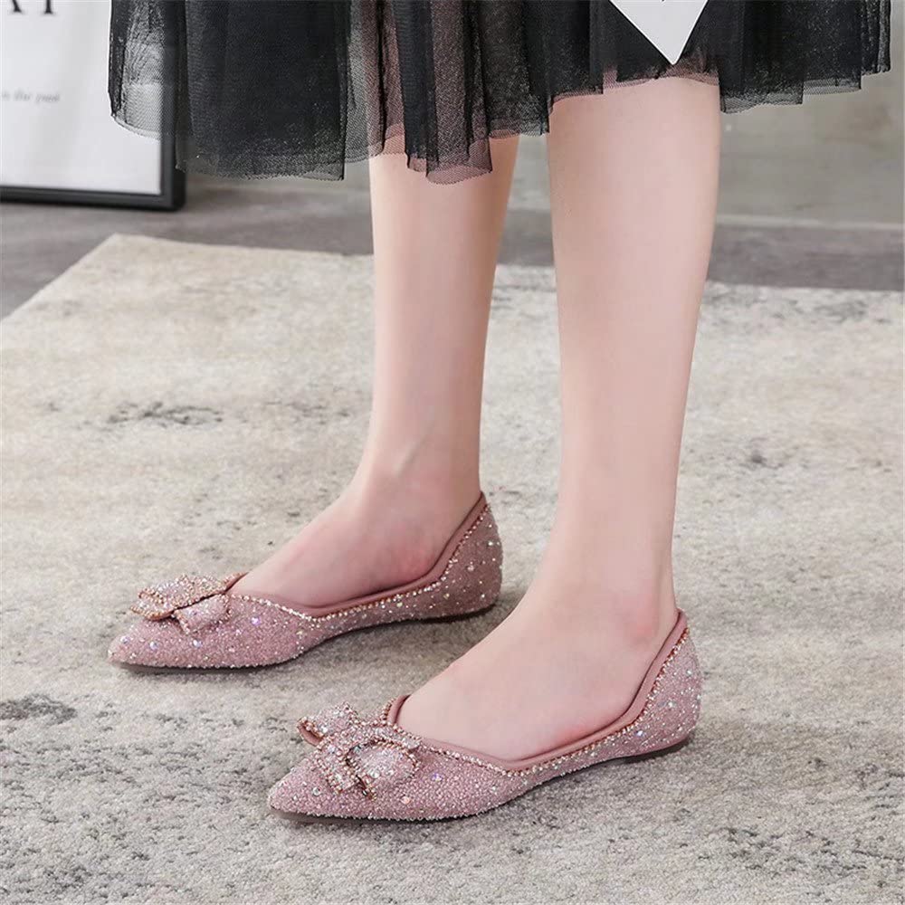 Sparkling Rhinestone Ballet Flats for Women - Elegant Bowknot Pointed Toe Slip-On Wedding Shoes | Perfect for Bridal Party, Prom, Evening Events & Special Occasions
