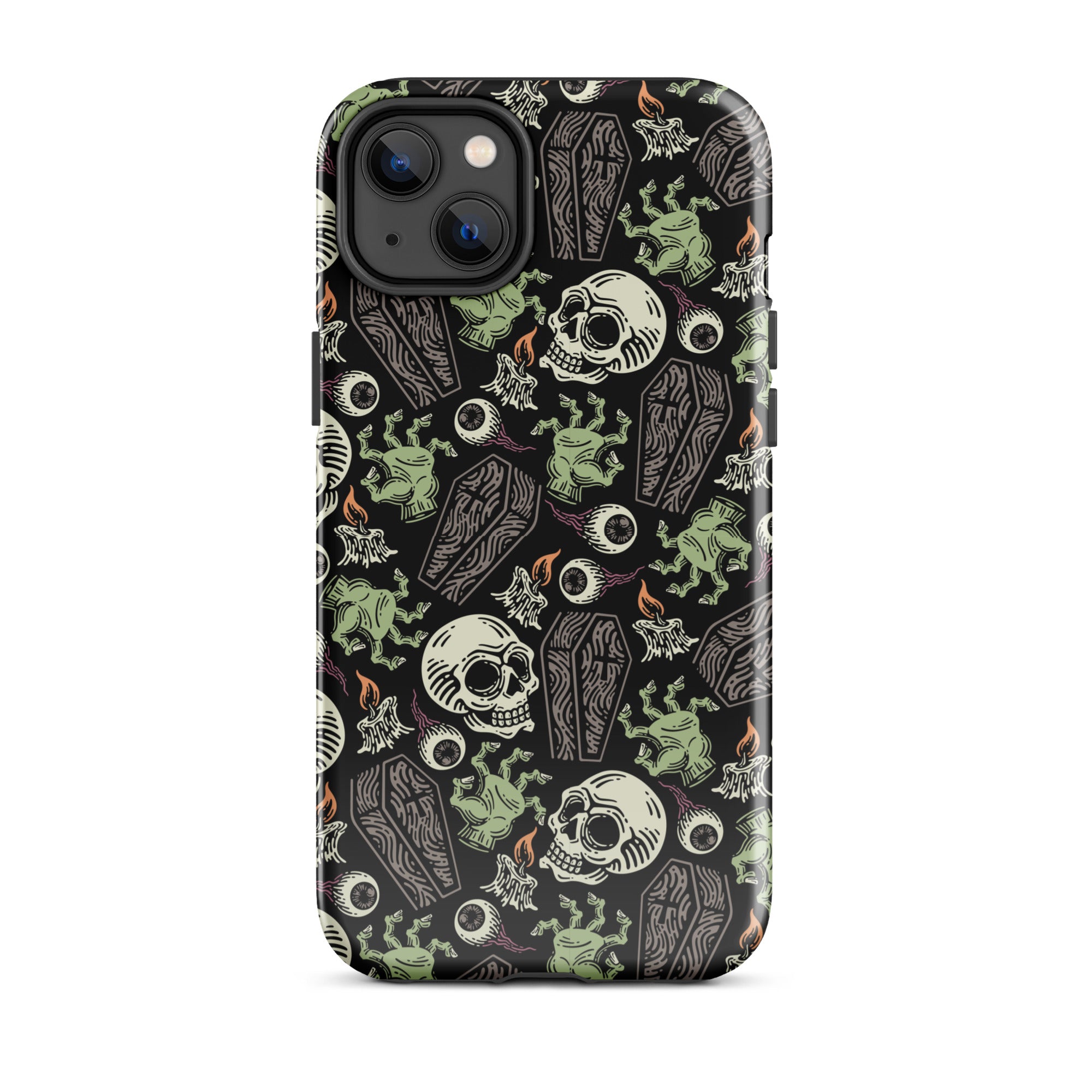 Premium Skeleton Horror iPhone Case - Durable Shockproof Protection for iPhone 12/13/14/15 Pro Max - Gothic Halloween Aesthetic Phone Cover for Parties & Cosplay