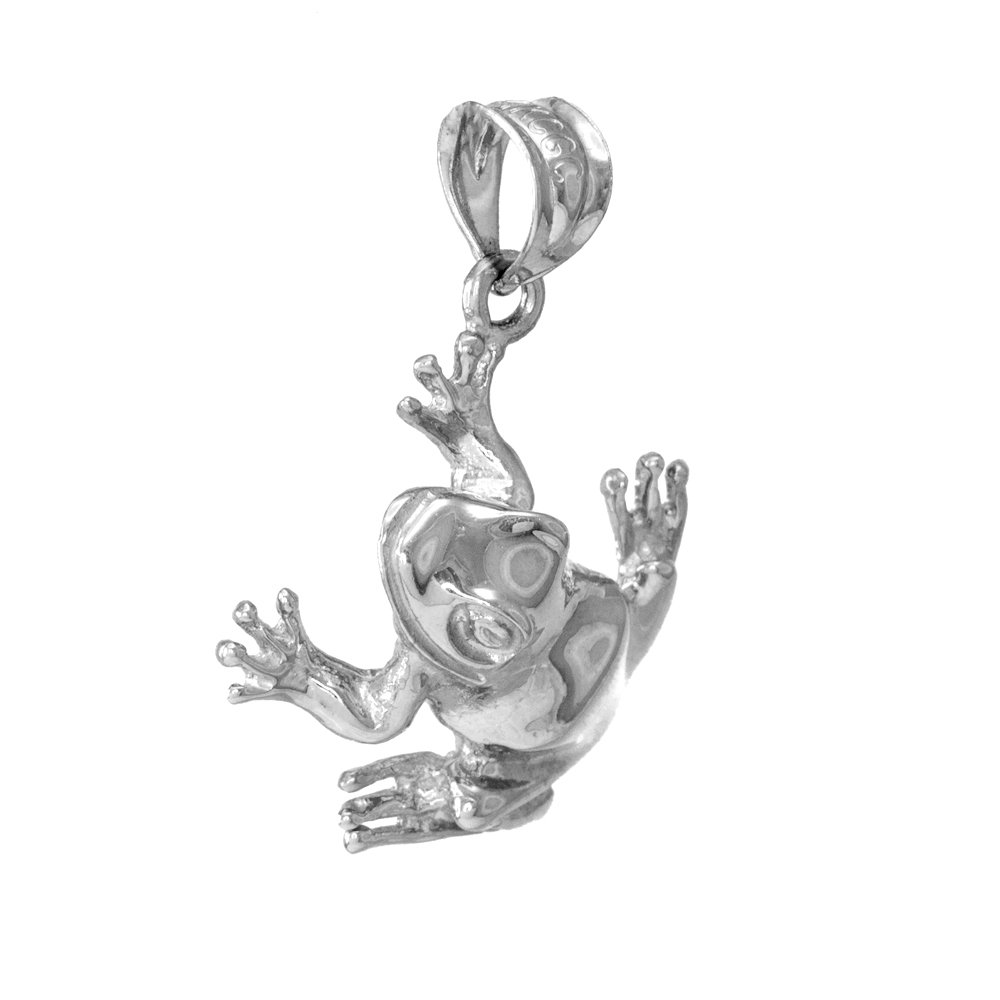 10K White Gold Frog Pendant Necklace - Animal Kingdom Collection | High Polish Jewelry for Women | Perfect Gift for Nature Lovers, Birthday & Anniversary